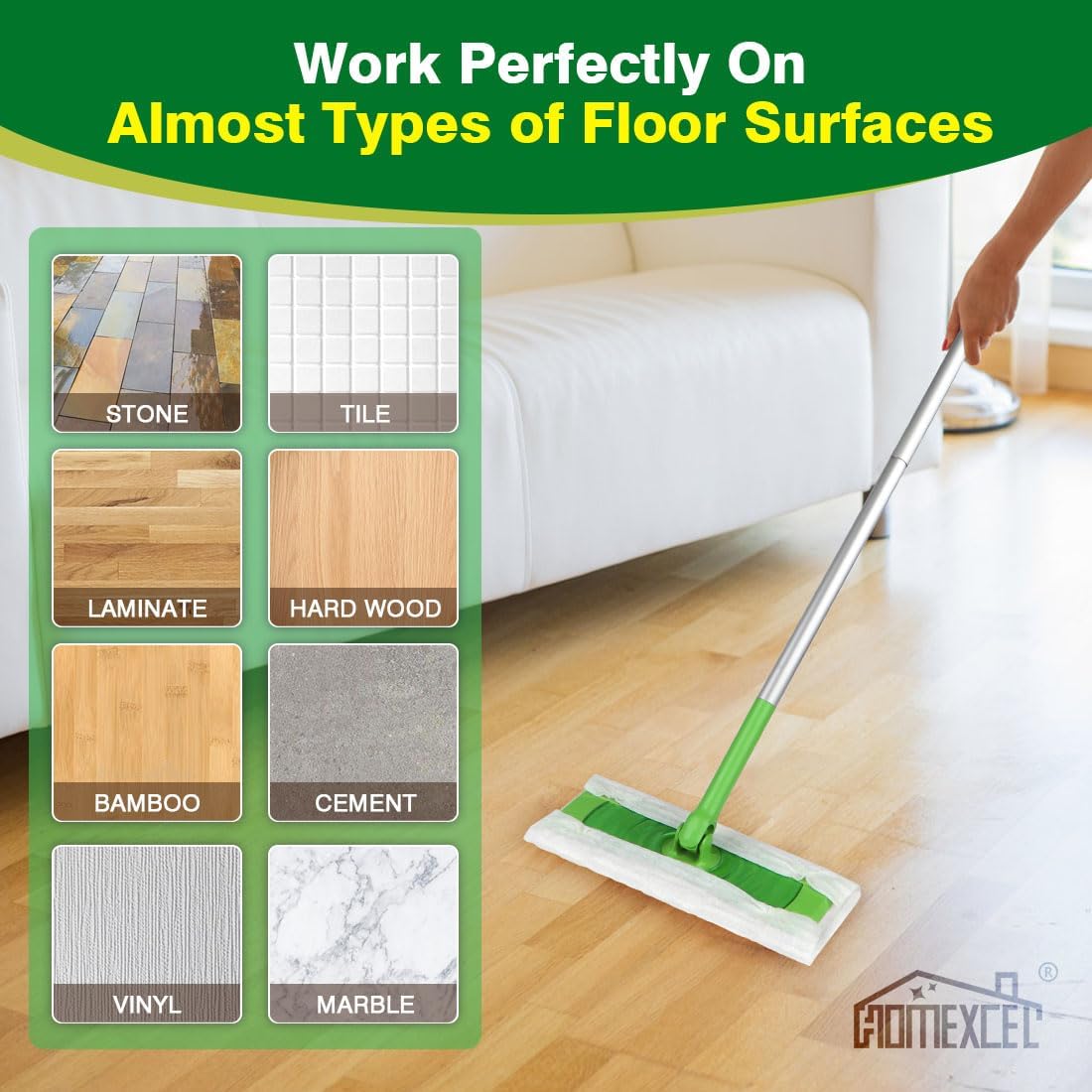 Dry Sweeper Cloth Pads Compatible Sweeper - Disposable Dusting Duster Refill Mop Pad for Floor Mopping and Cleaning | Pack of 64