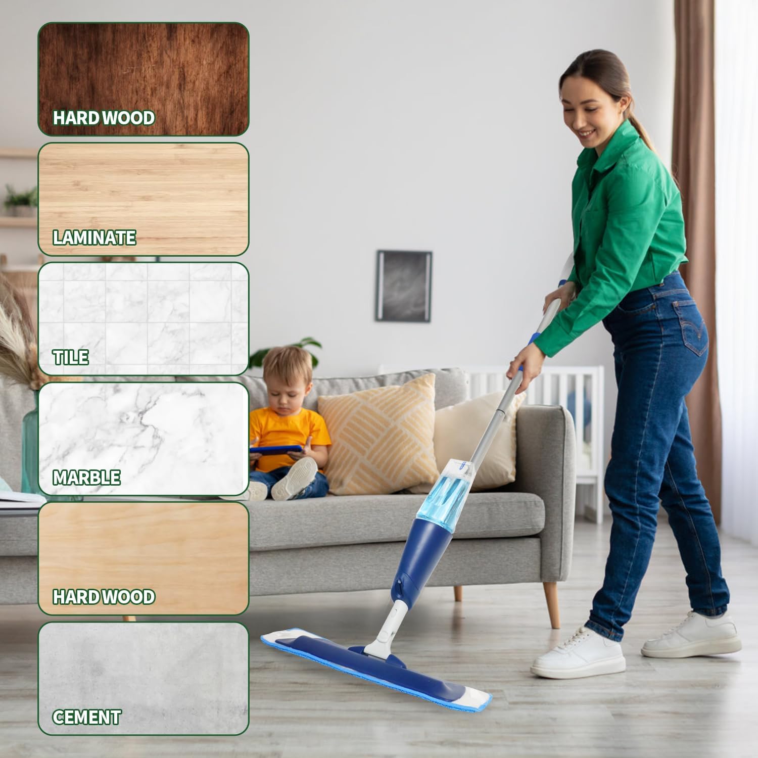 3-Piece Microfiber Cleaning Pad for Bona Mop | Reusable Microfiber Mop Pad for 45.72 cm Mop | Replacement Cleaning Mop Pad for Hardwood Floors | Machine Washable