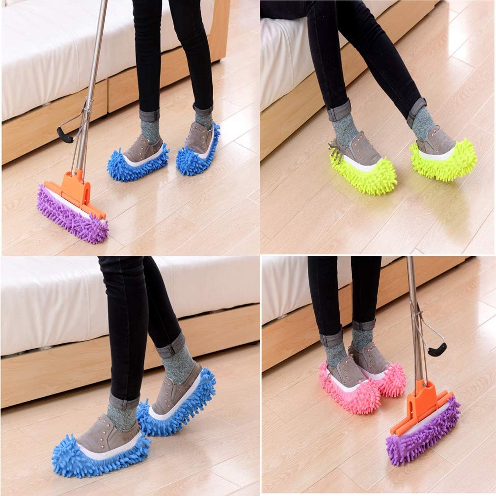 5 Pairs (10 Pcs) Washable Microfiber Mop Slippers Floor Socks