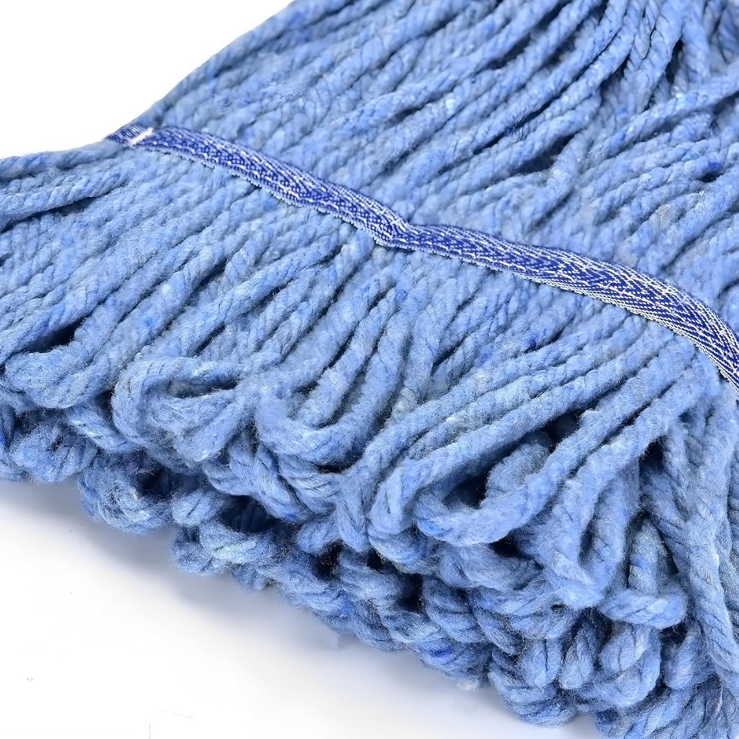 Heavy Duty Commercial Replacement Mop Head for General and Floor Cleaning | Wet Industrial Blue Cotton Loop End Cord Replacement (3-Pack) Blue
