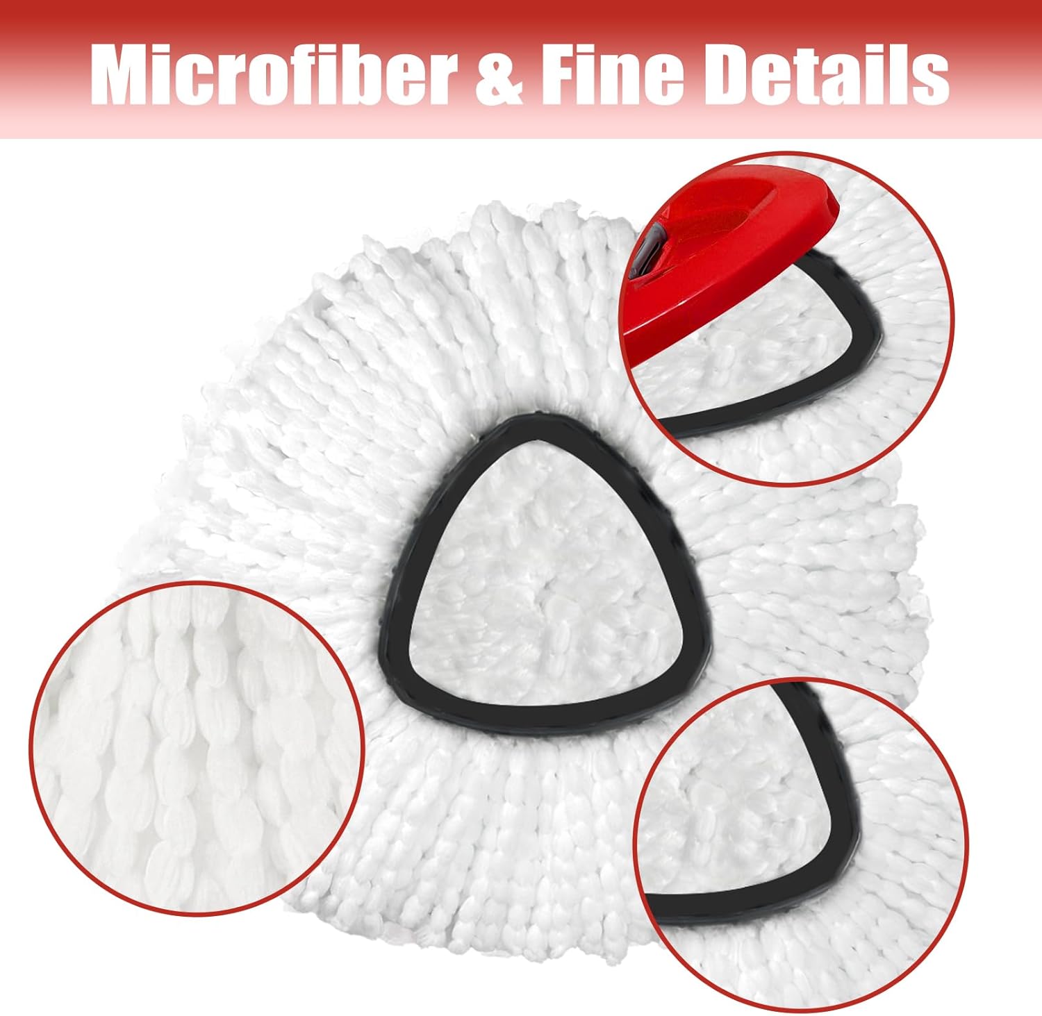 Replacement Mop Heads | 3-Piece Spinning Mop Replacement Heads Compatible with O Cedar Easywring 1 Canister System | Strong Cleaning Power | Microfiber | Helping Hand Chores | Machine Washable | Easy to Replace | White