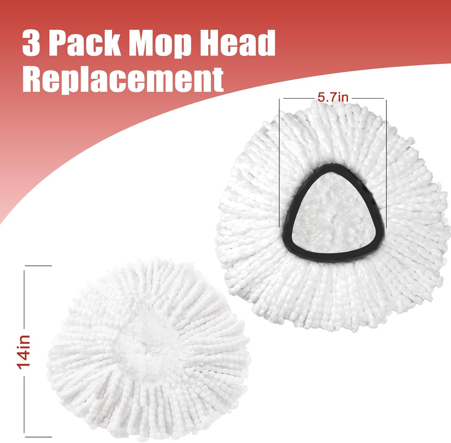 Replacement Mop Heads | 3-Piece Spinning Mop Replacement Heads Compatible with O Cedar Easywring 1 Canister System | Strong Cleaning Power | Microfiber | Helping Hand Chores | Machine Washable | Easy to Replace | White