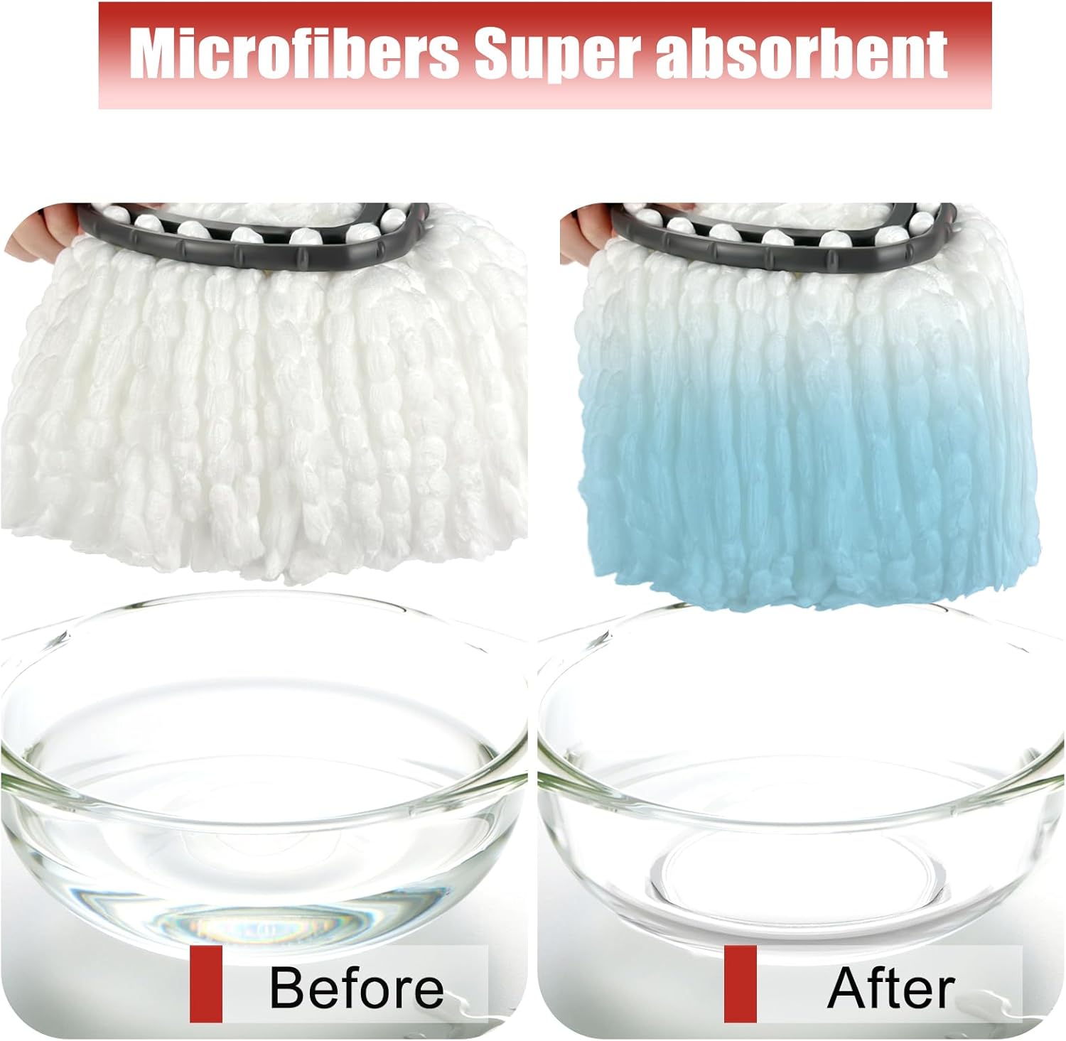 Replacement Mop Heads | 3-Piece Spinning Mop Replacement Heads Compatible with O Cedar Easywring 1 Canister System | Strong Cleaning Power | Microfiber | Helping Hand Chores | Machine Washable | Easy to Replace | White