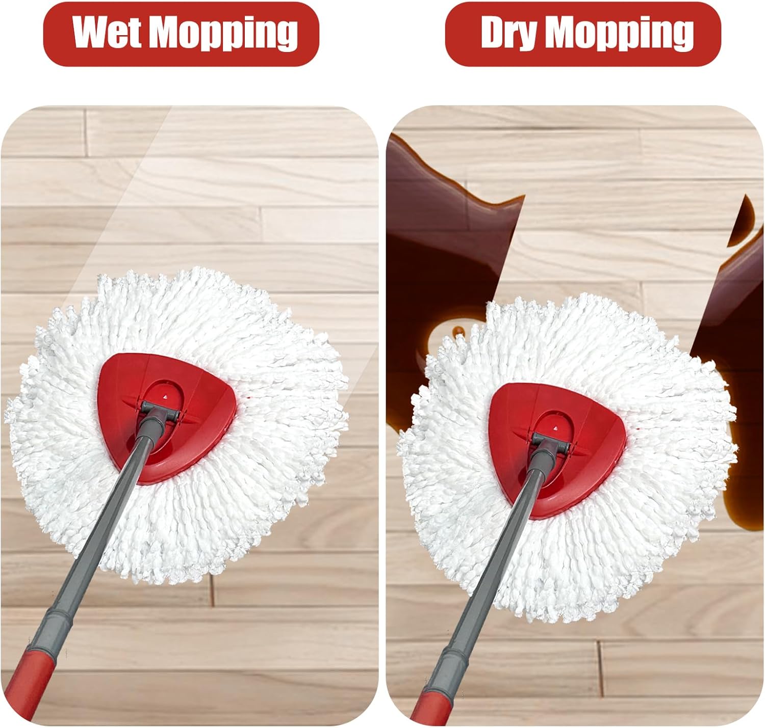 Replacement Mop Heads | 3-Piece Spinning Mop Replacement Heads Compatible with O Cedar Easywring 1 Canister System | Strong Cleaning Power | Microfiber | Helping Hand Chores | Machine Washable | Easy to Replace | White