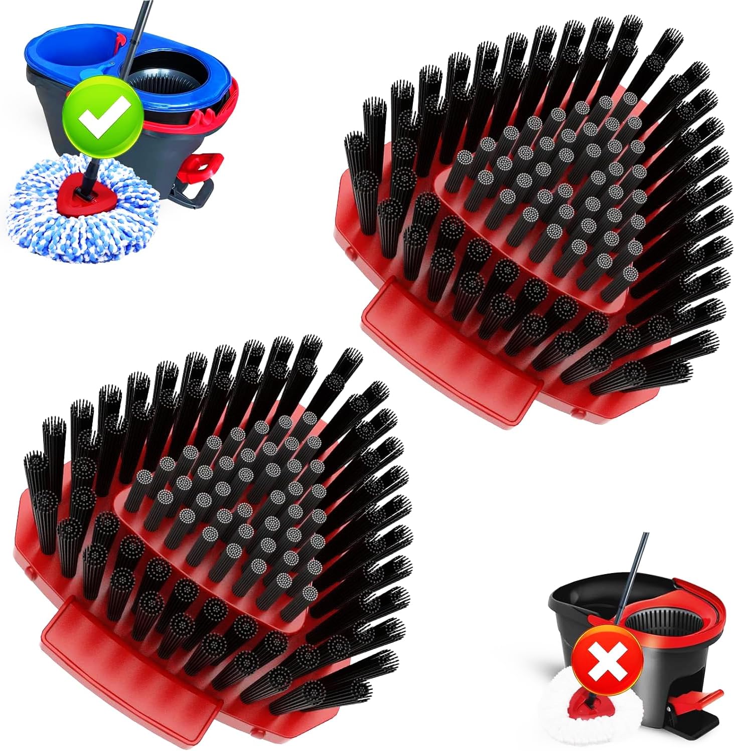 2-Piece Upgraded Spin Mop Replacement Frosted Mop Brush Compatible with O Cedar 2 Tank RinseClean | Great for Kitchen | Deck | Bathroom and Shower Floor Scrubbers