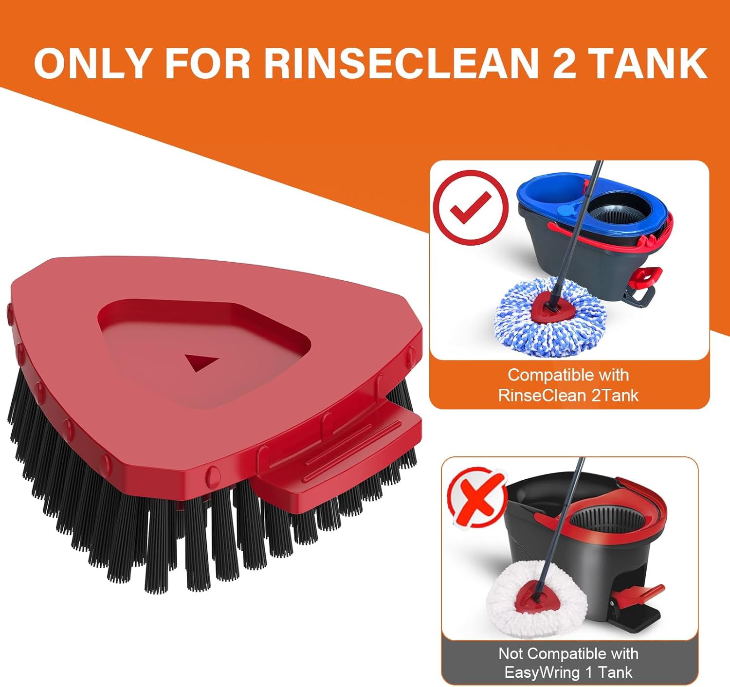 2-Piece Upgraded Spin Mop Replacement Frosted Mop Brush Compatible with O Cedar 2 Tank RinseClean | Great for Kitchen | Deck | Bathroom and Shower Floor Scrubbers