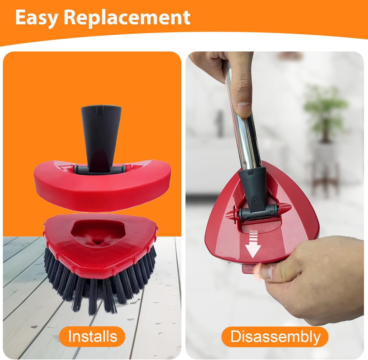 2-Piece Upgraded Spin Mop Replacement Frosted Mop Brush Compatible with O Cedar 2 Tank RinseClean | Great for Kitchen | Deck | Bathroom and Shower Floor Scrubbers