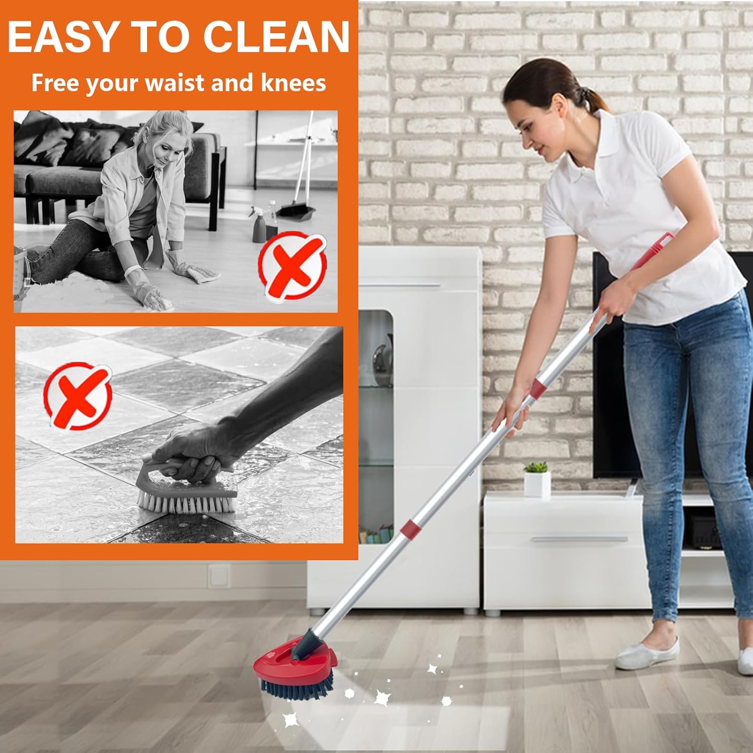 2-Piece Upgraded Spin Mop Replacement Frosted Mop Brush Compatible with O Cedar 2 Tank RinseClean | Great for Kitchen | Deck | Bathroom and Shower Floor Scrubbers