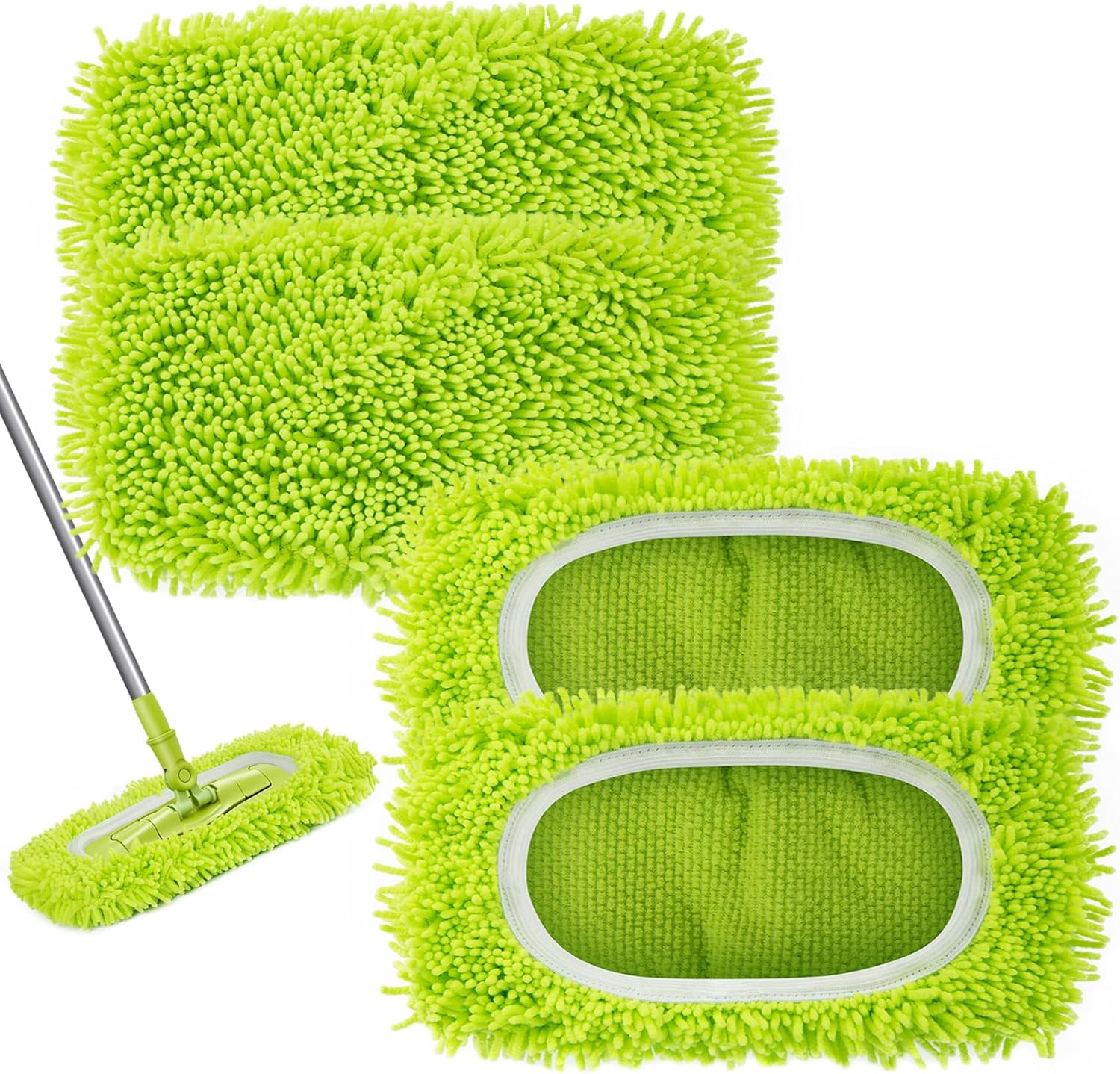 Unoutur Reusable Dry Sweeping Cloth Microfiber Wet Mop Pad Compatible Sweeper Mop Replacement Sweeping Mop Pad for Hardwood Surface Floor Cleaning (Pack of 4)
