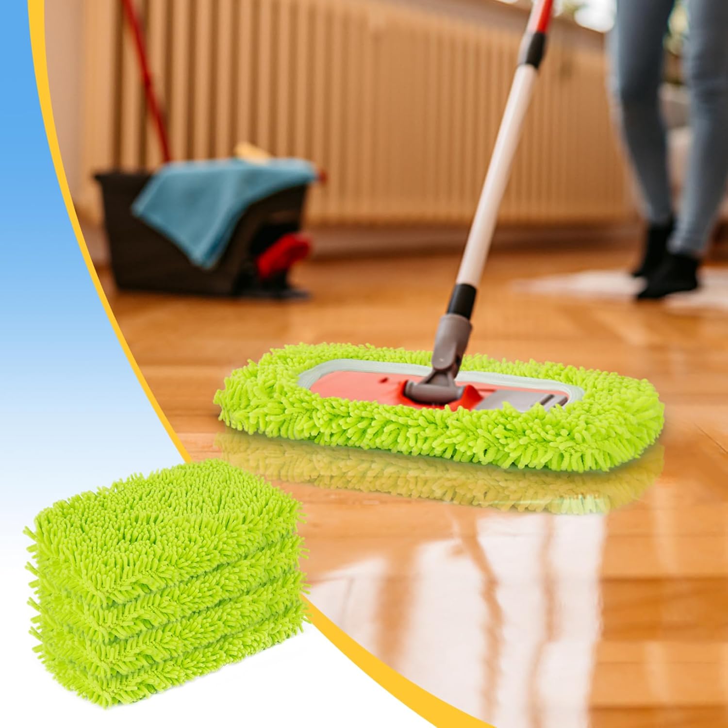 Unoutur Reusable Dry Sweeping Cloth Microfiber Wet Mop Pad Compatible Sweeper Mop Replacement Sweeping Mop Pad for Hardwood Surface Floor Cleaning (Pack of 4)