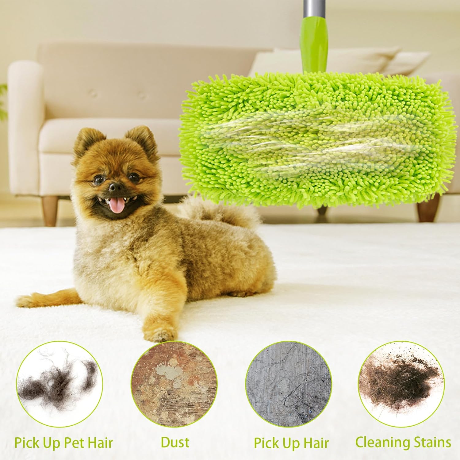 Unoutur Reusable Dry Sweeping Cloth Microfiber Wet Mop Pad Compatible Sweeper Mop Replacement Sweeping Mop Pad for Hardwood Surface Floor Cleaning (Pack of 4)
