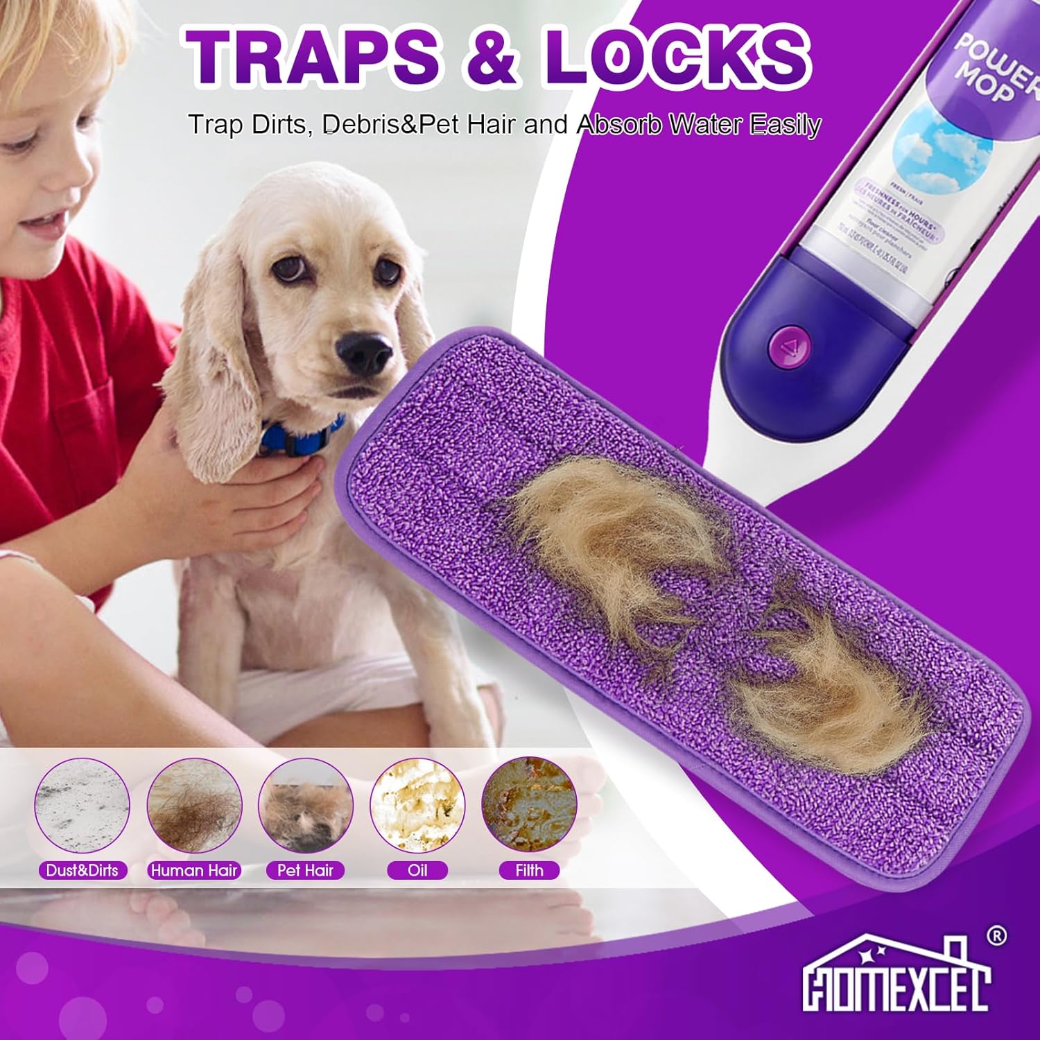 8 Pack Washable Microfiber Spray Mop Pads