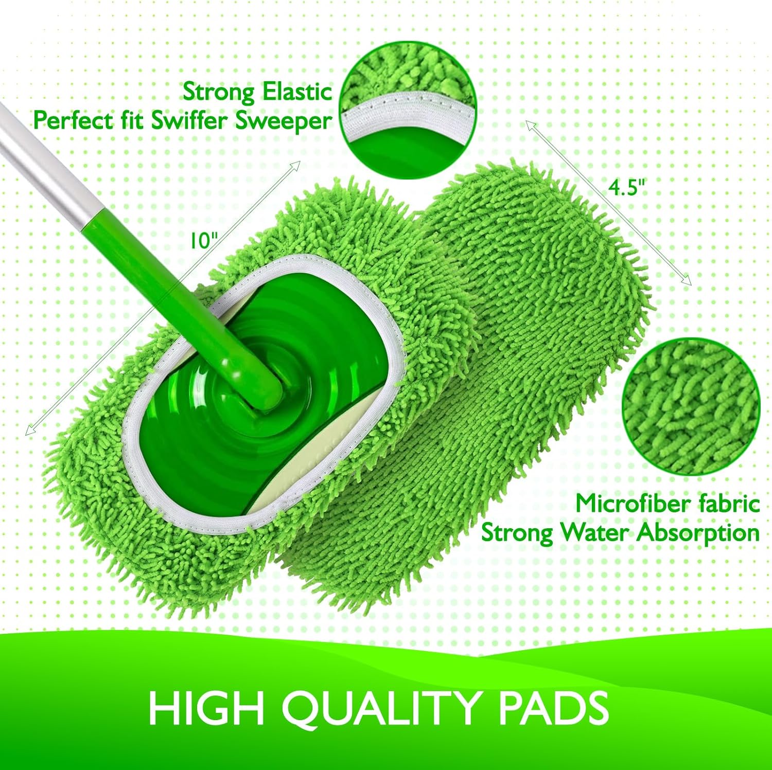 4 Pack Washable Dry/Wet Microfiber Mop Refill Pads