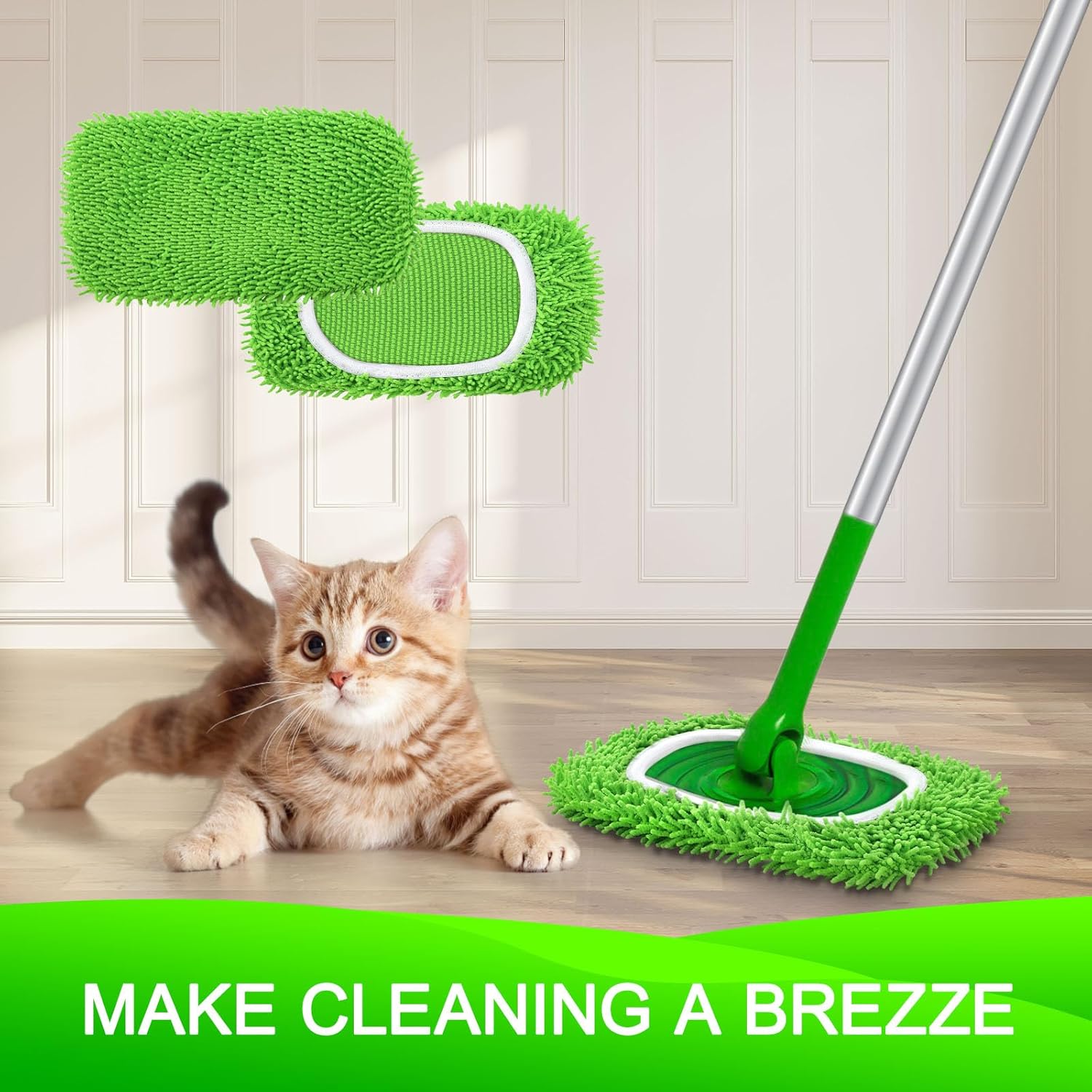 4 Pack Washable Dry/Wet Microfiber Mop Refill Pads