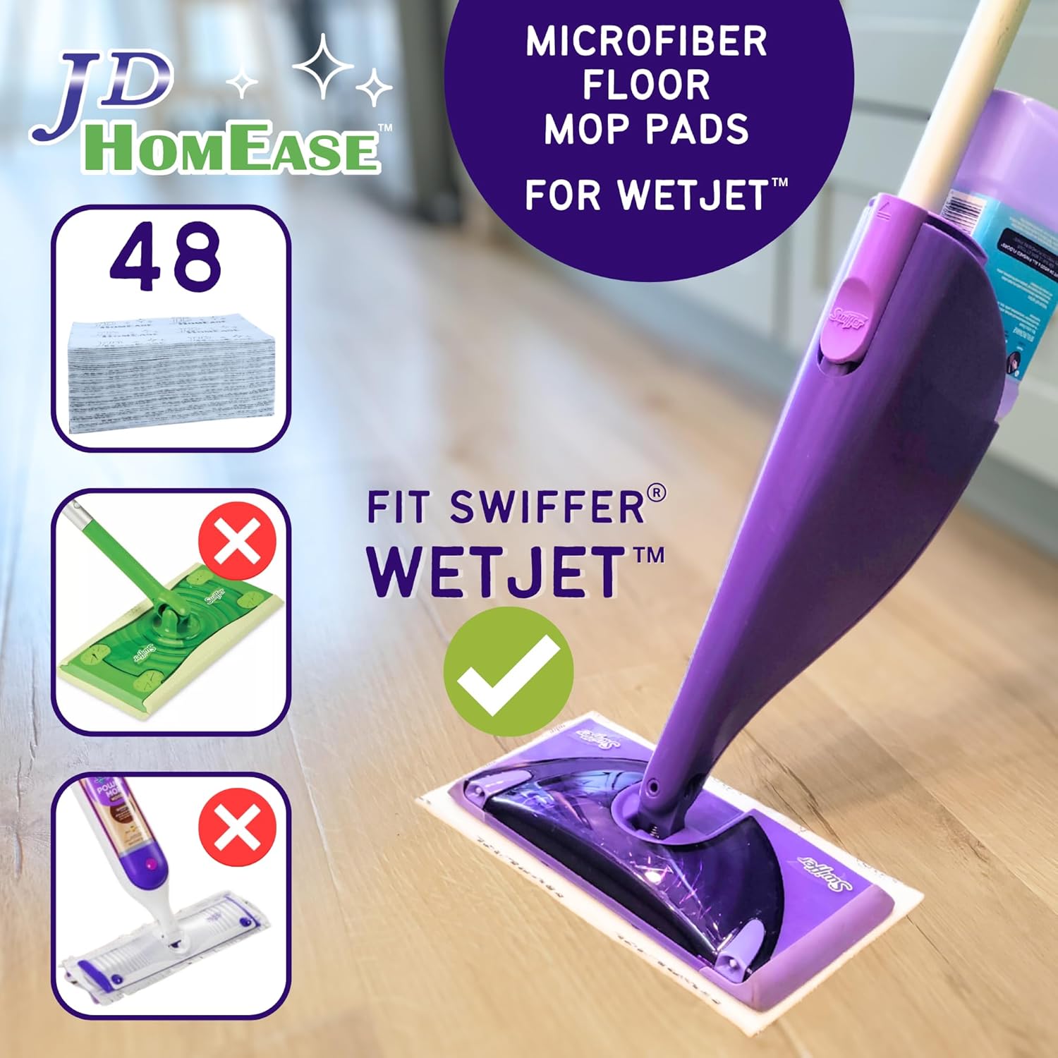 Microfiber Floor Cleaner Spray Mop Pad | 48 Pieces for Multi-Purpose Multi-Surface | Hardwood | Spray Mop Pad Replacements