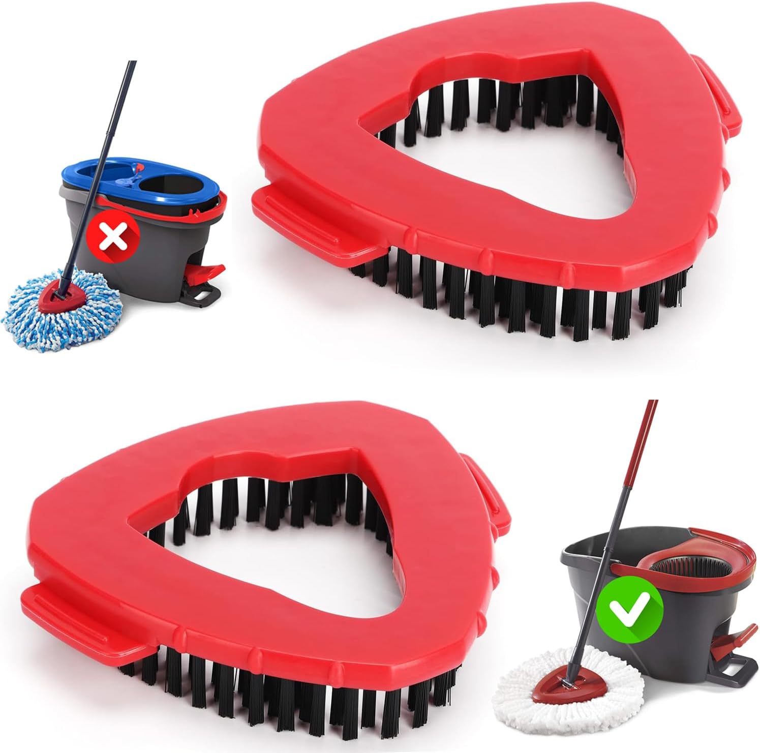 2-Piece Mop Brush Head Compatible with Ocedar EasyWring 1 Canister Swivel System | Shower Floor Scrubber Replacement Mop Head | Bathroom Kitchen Cleaning Brush | Not for RinseClean