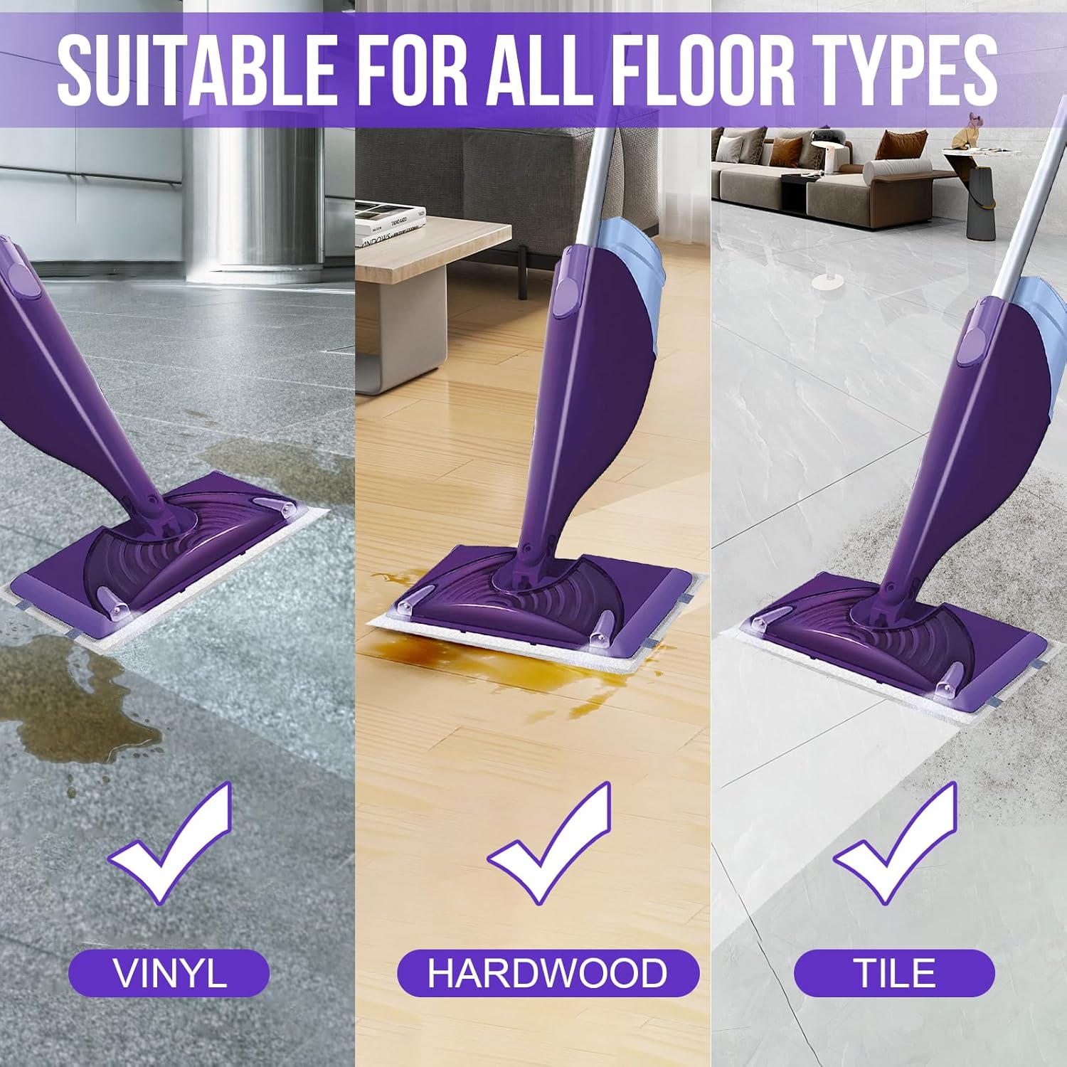 Wet Spray Mop Mop Pad Replacement | Disposable Multi-Surface Wet Hardwood Floor Cleaner Spray Mop Pad Replacement | Thickness Absorbent (60)