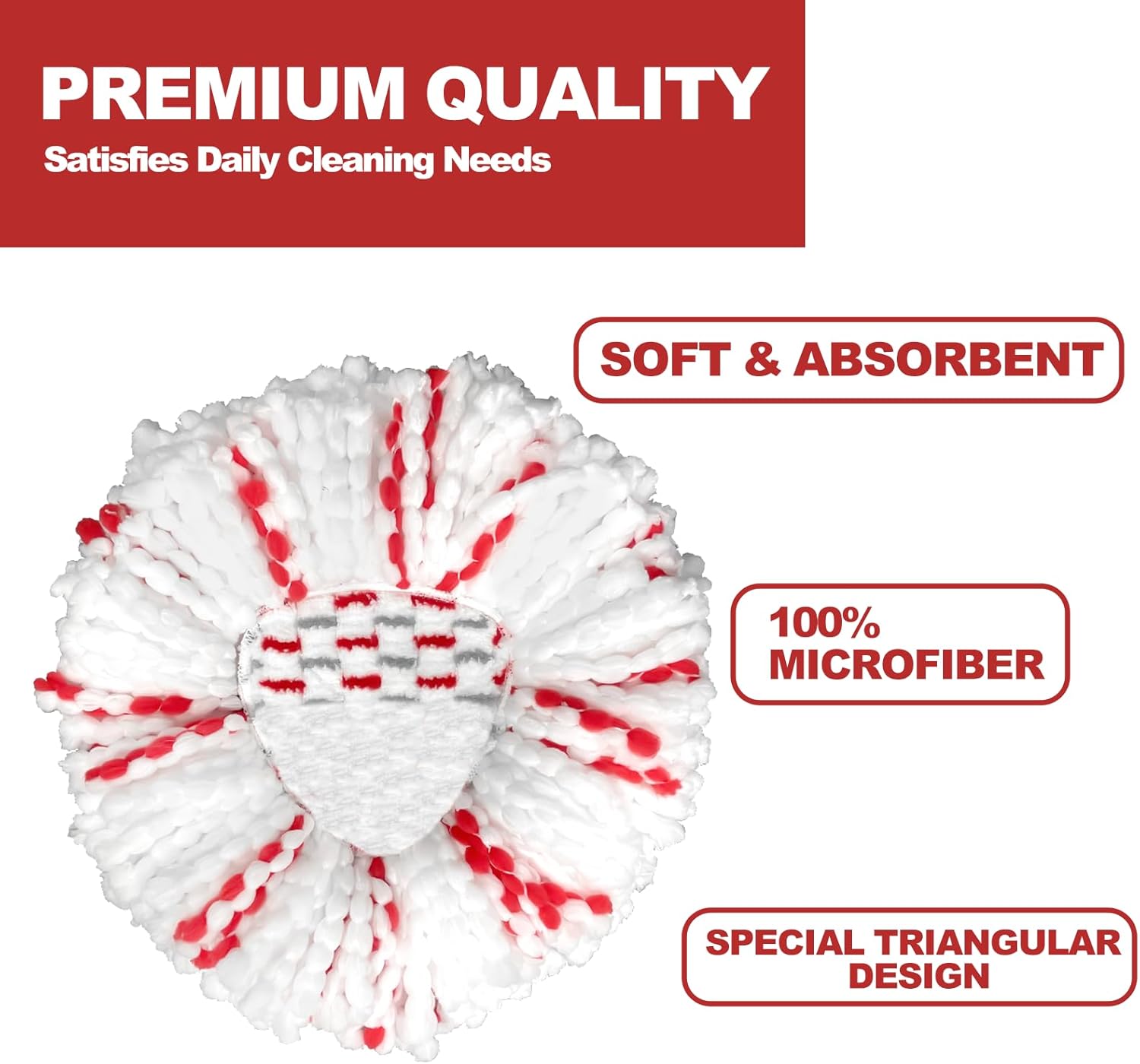 Replacement Mop Heads - 40% more cleaning power | 3-piece replacement rotary mop heads | easy to unscrew 1 canister system | easy to clean | microfiber | machine washable