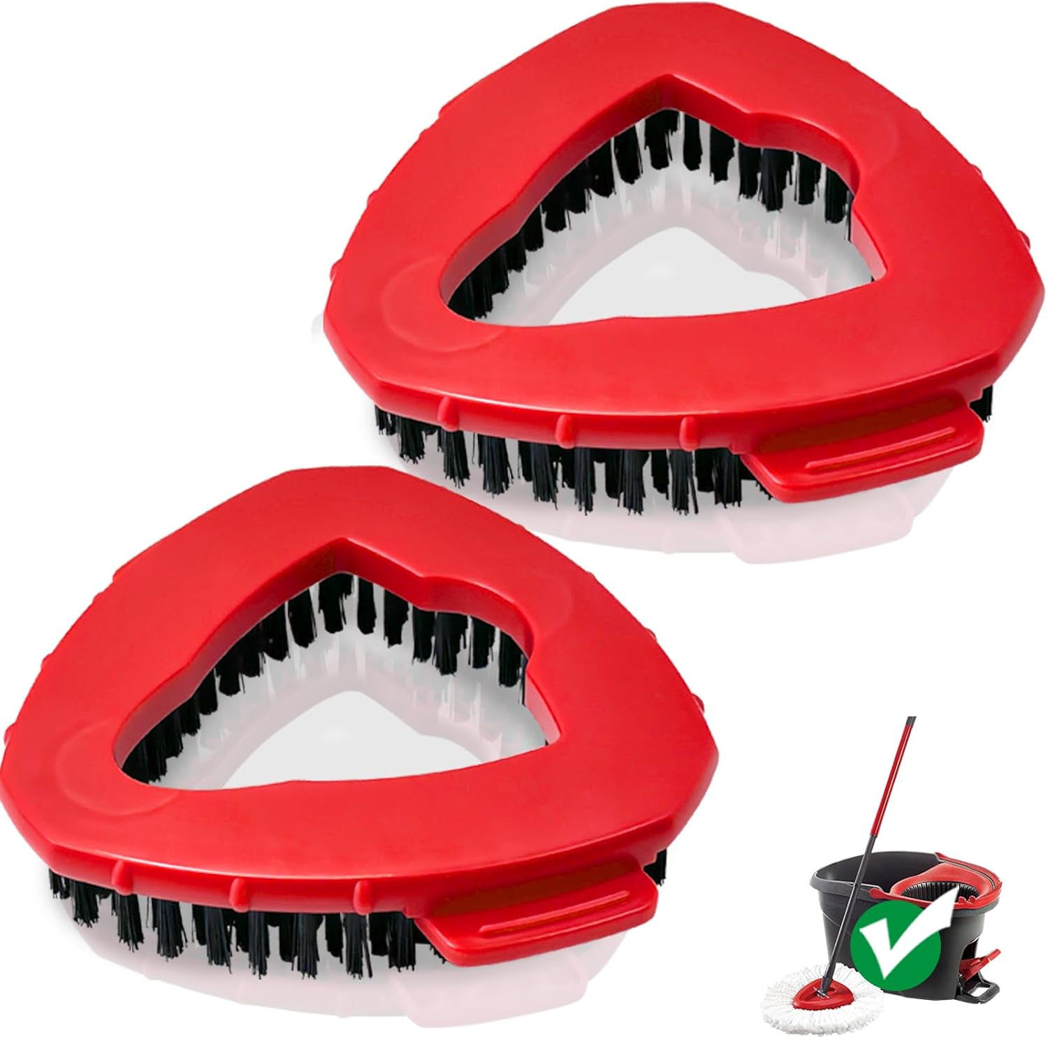 Scrub Brush | 2-Piece Rotating Scrub Brush Replacement HeadsCompatible with O Cedar Easywring 1 Canister System | Firm BristlesCleaning Brushes for Kitchen Bathroom and Various Hard Surfaces