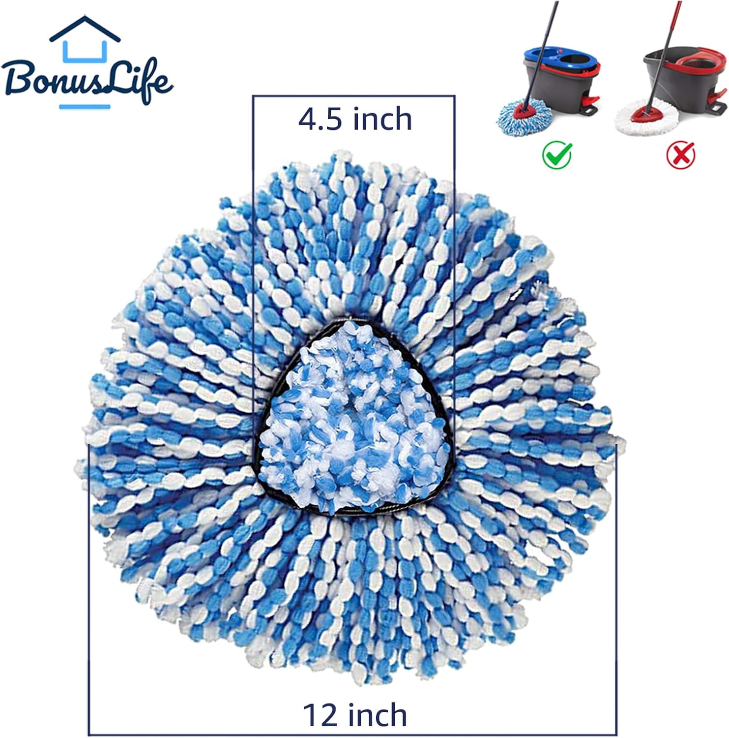 6-Piece Mop Head for O-Ceda RinseClean Spin Mop Replacement 2-Can System | cleans microfiber replacements only.