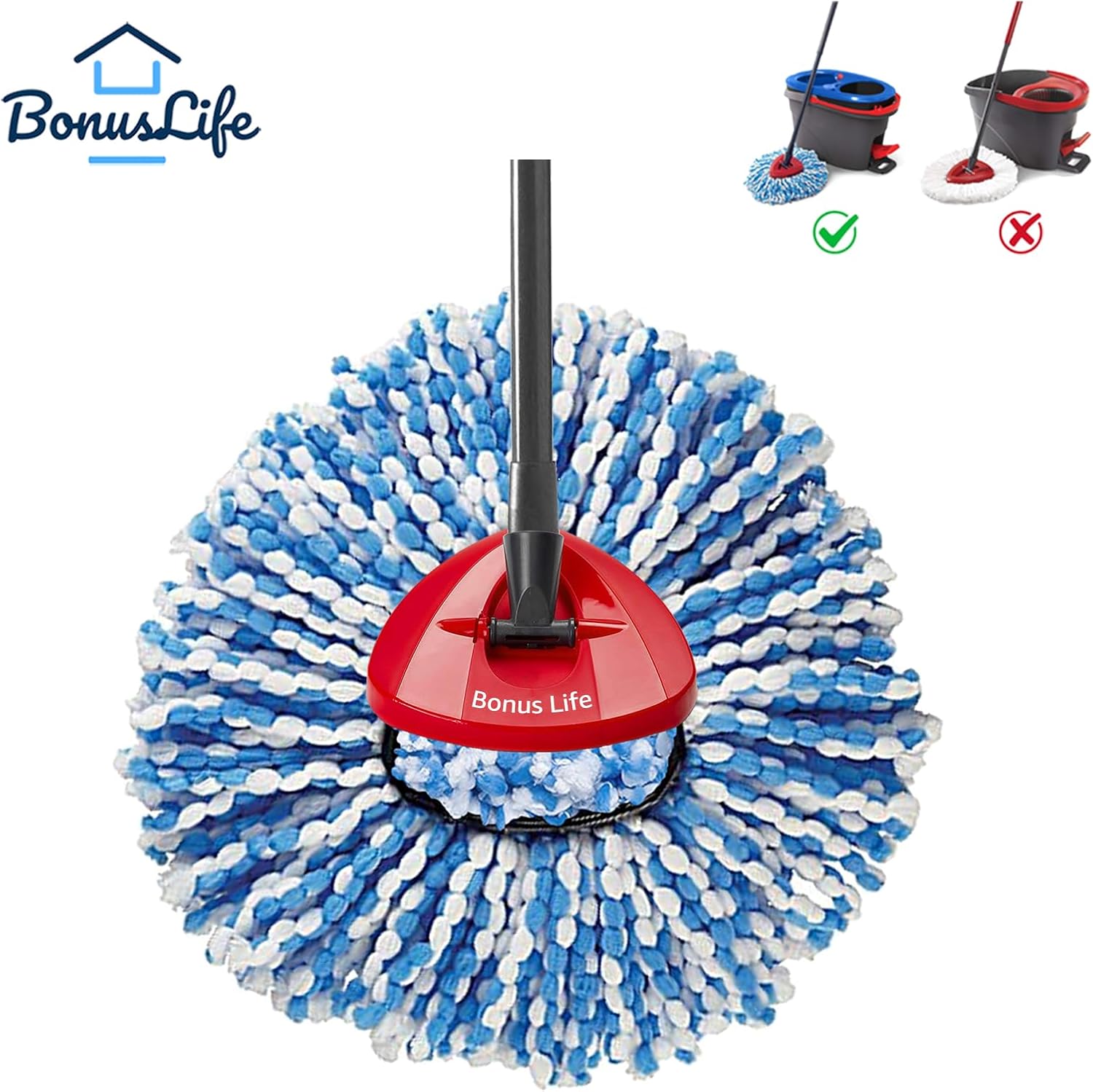 6-Piece Mop Head for O-Ceda RinseClean Spin Mop Replacement 2-Can System | cleans microfiber replacements only.