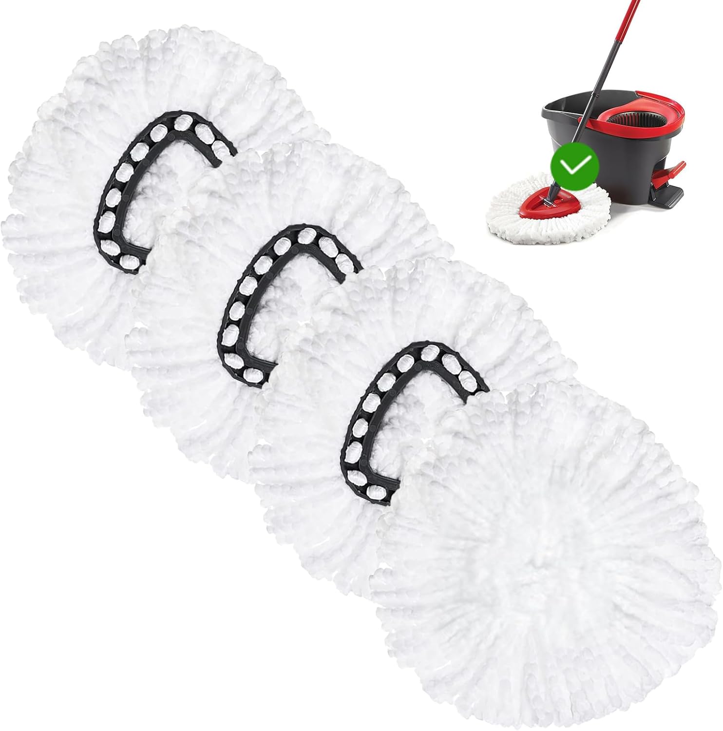 4-Piece Spin Mop Replacement Head Mop Replacement Compatible with Oceda Triangle Spin Mop Microfiber Spin Mop Replacement | Deep Cleaning | Machine Washable | Easy to Change