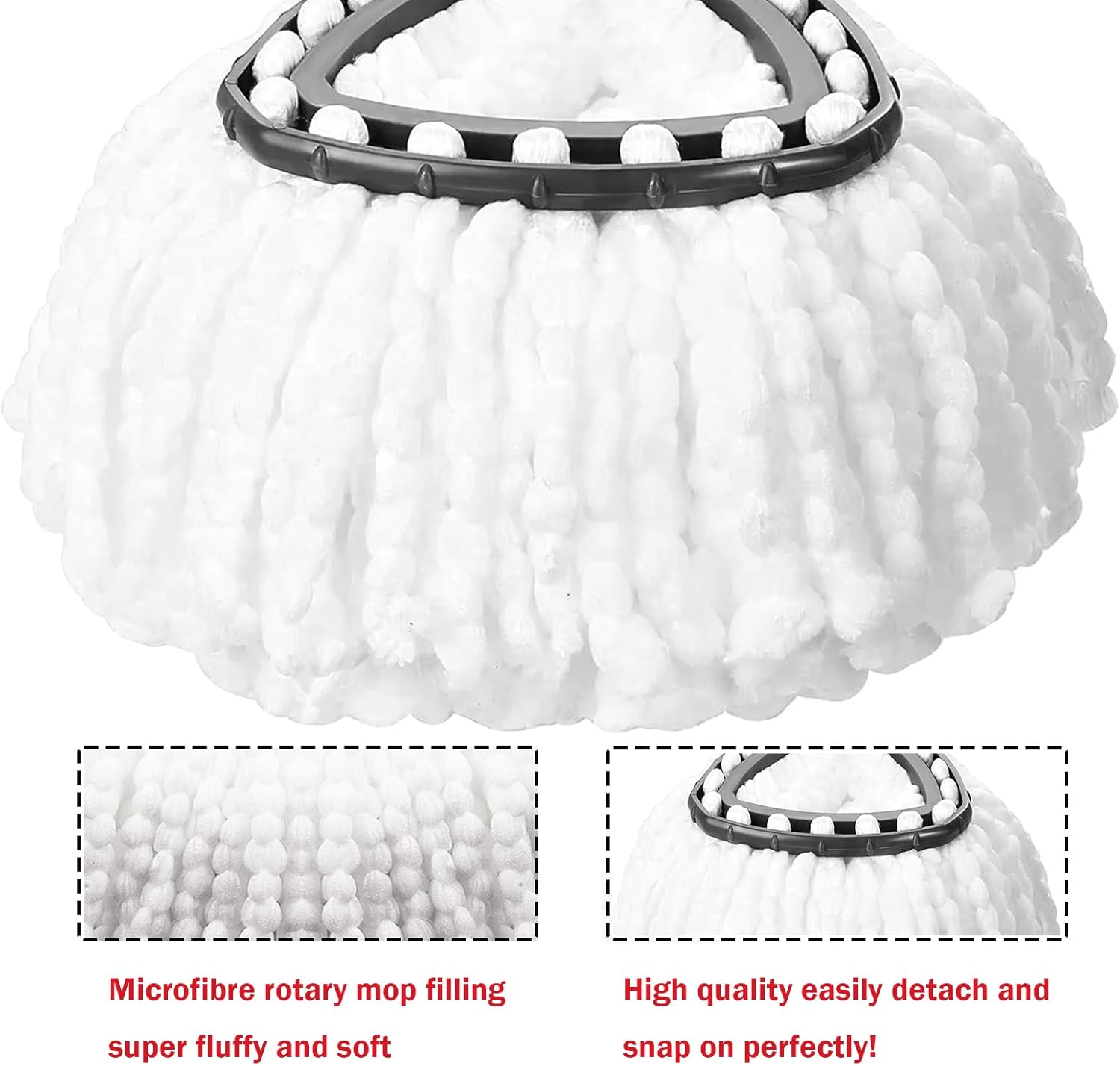 4-Piece Spin Mop Replacement Head Mop Replacement Compatible with Oceda Triangle Spin Mop Microfiber Spin Mop Replacement | Deep Cleaning | Machine Washable | Easy to Change