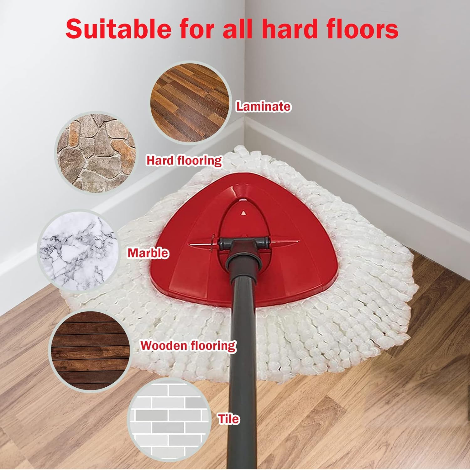 4-Piece Spin Mop Replacement Head Mop Replacement Compatible with Oceda Triangle Spin Mop Microfiber Spin Mop Replacement | Deep Cleaning | Machine Washable | Easy to Change