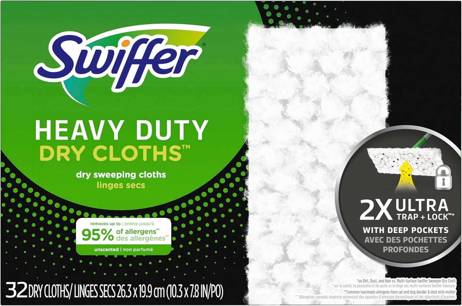 Sweeper Heavy Duty Dry Multi-Surface Replacement Cloths for Sweeping and Cleaning | Unscented | 32 Count