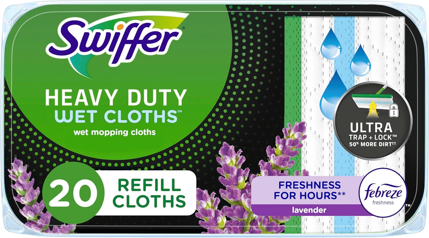 Sweeper Heavy Duty Wet Mop Multi-Surface Replacement | Lavender Scent | 20 Pieces