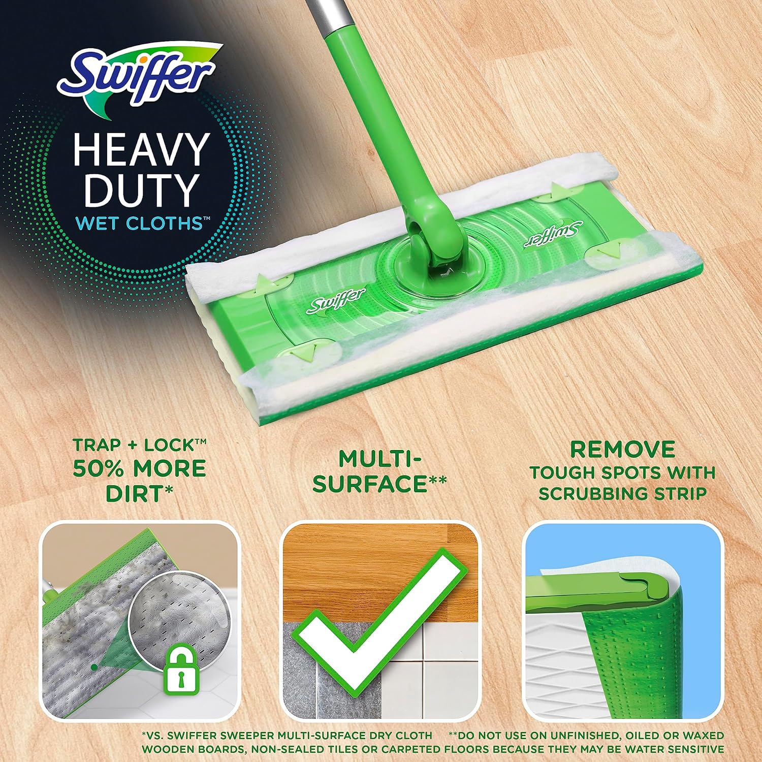 Sweeper Heavy Duty Wet Mop Multi-Surface Replacement | Lavender Scent | 20 Pieces
