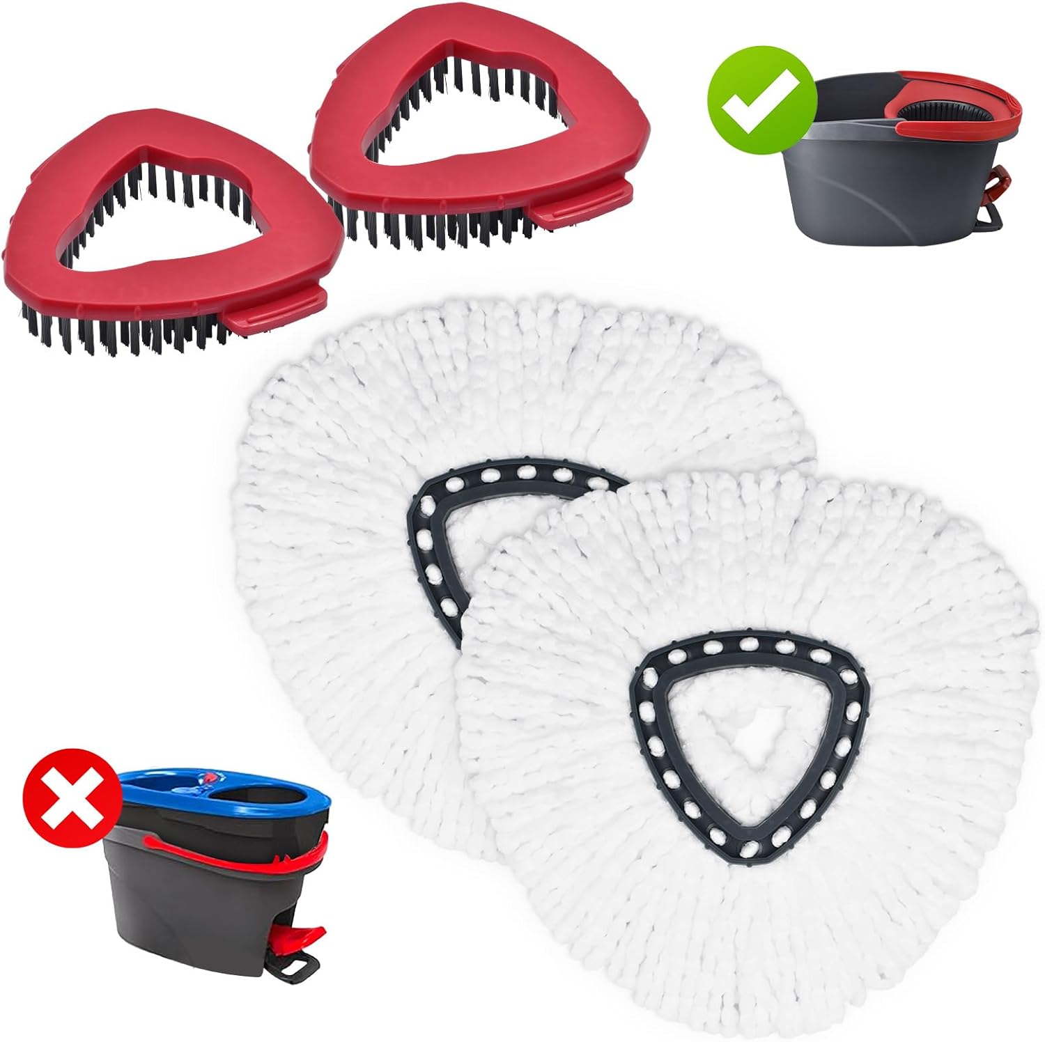Replacement Spin Mop Heads | Replacement Mop Heads for Ocedar Easy Wring 1 Tank System | Includes 2-Piece Microfiber Spin Mop Replacement Easy to Clean | Machine Washable | 2-Piece Cleaning Brush Mop Heads