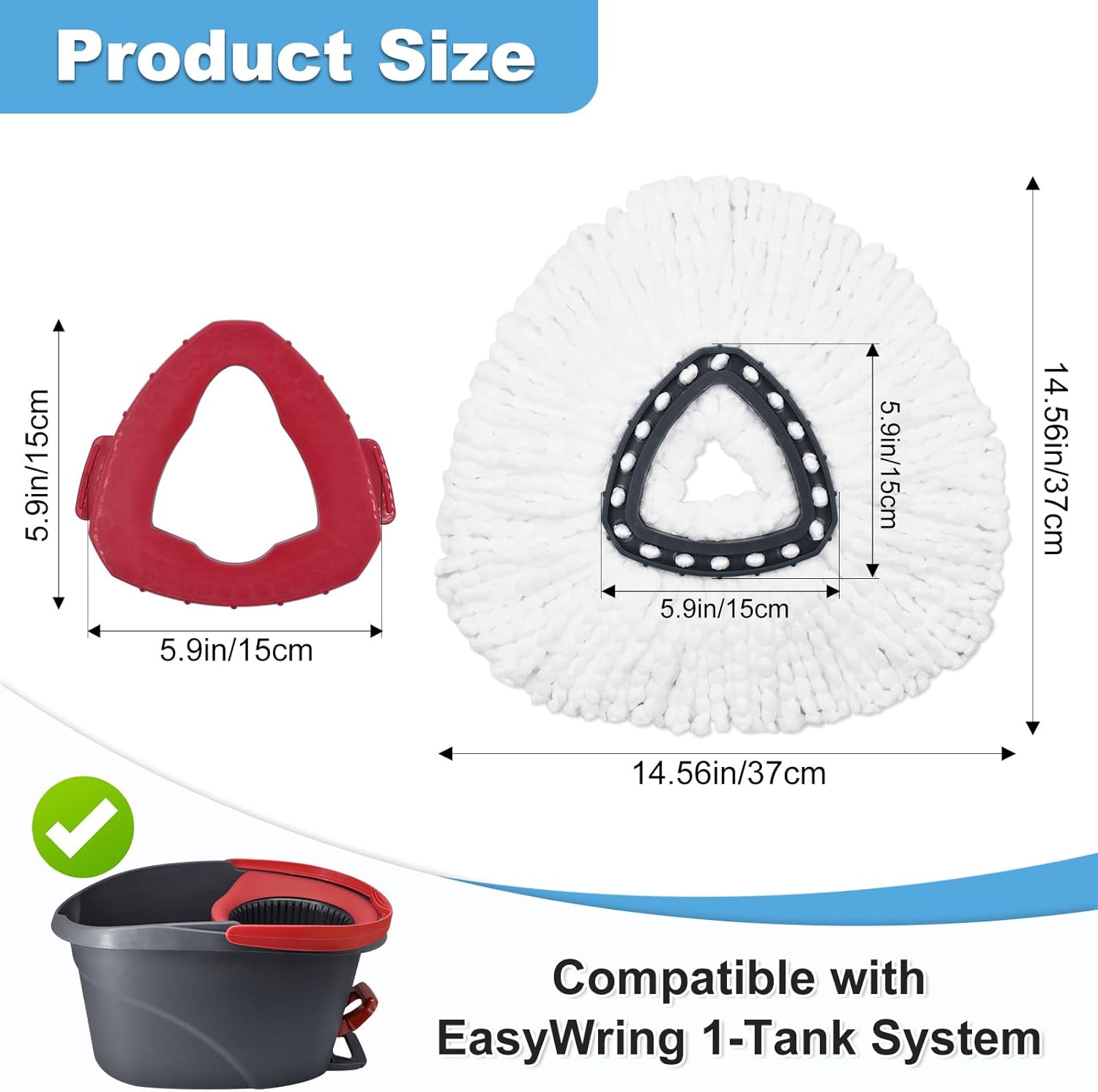 2 Piece Microfiber + 2 Piece Brush-head Spin Mop Refills