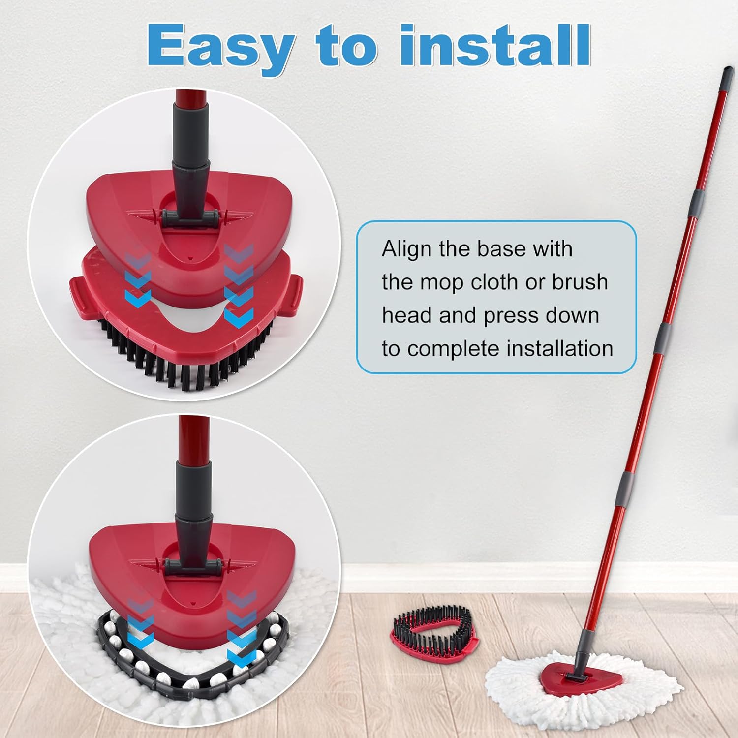 2 Piece Microfiber + 2 Piece Brush-head Spin Mop Refills