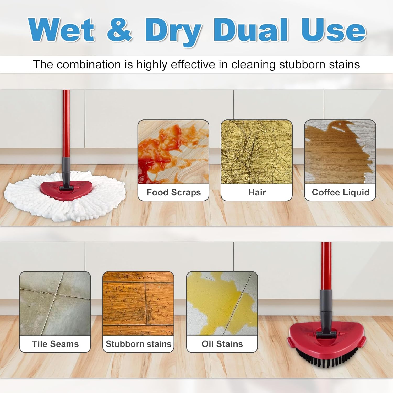 2 Piece Microfiber + 2 Piece Brush-head Spin Mop Refills