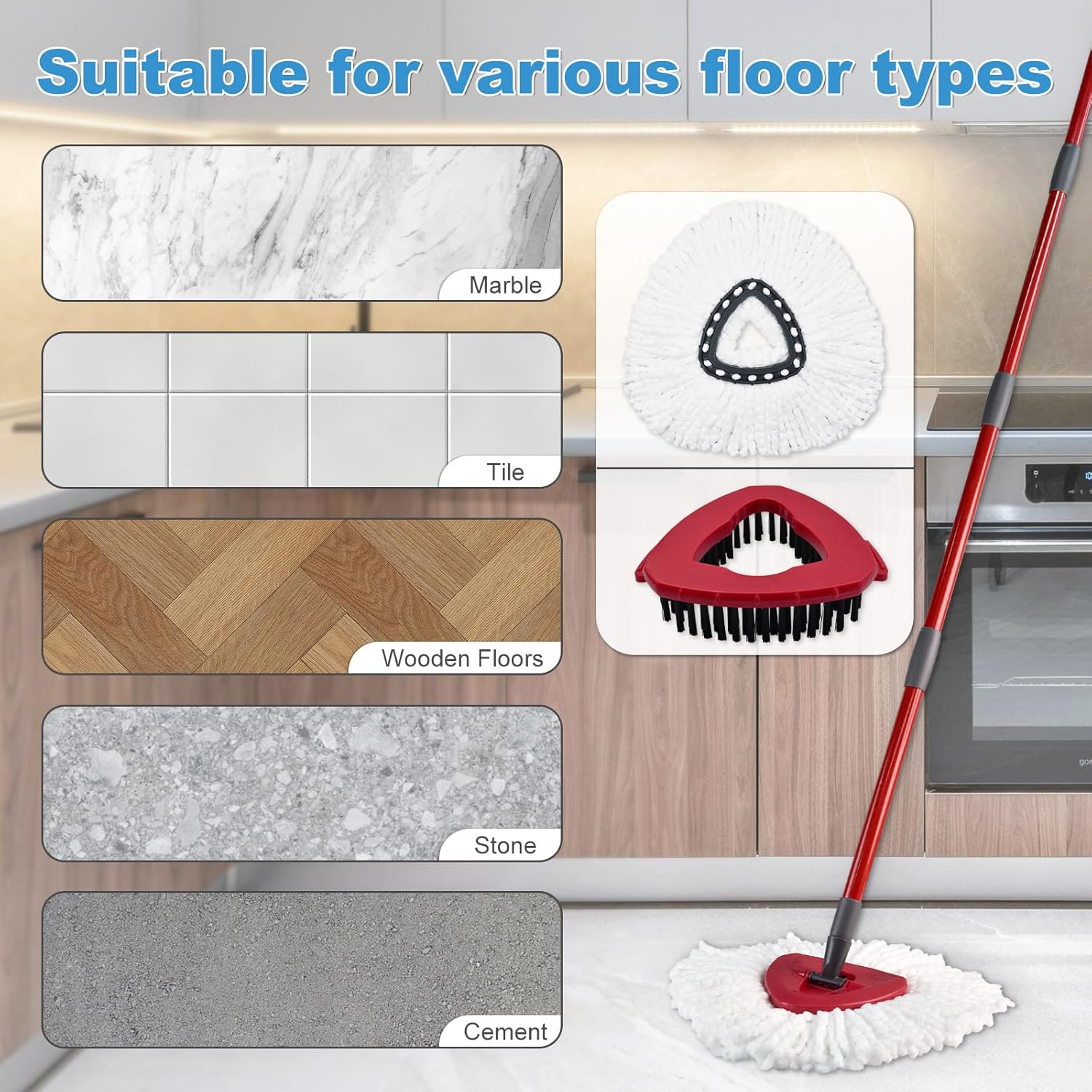 2 Piece Microfiber + 2 Piece Brush-head Spin Mop Refills