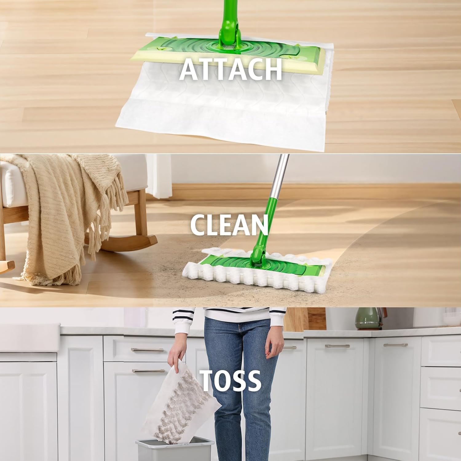 50 Piece Heavy-duty Unscented Pet Dry Mop Pads