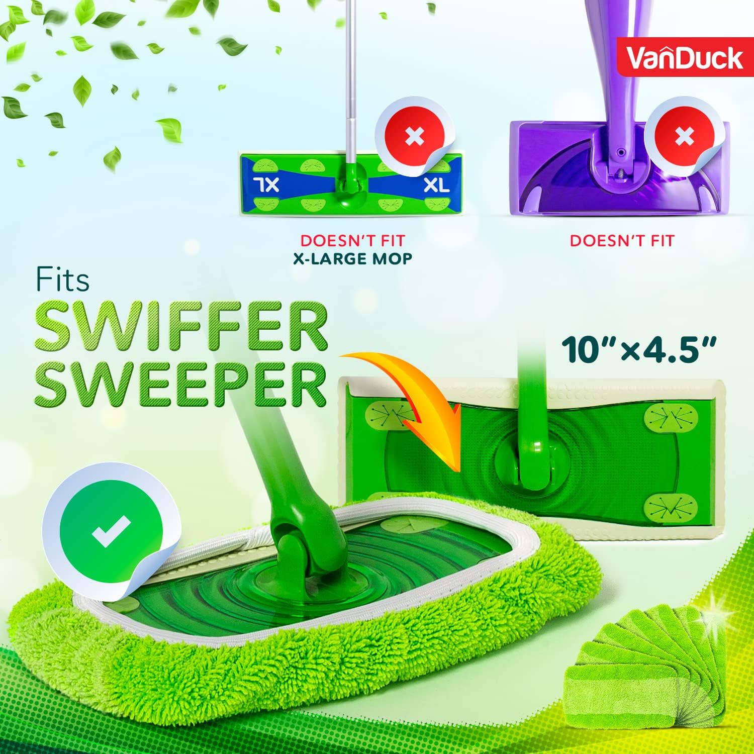 Reusable Mop Pads Compatible with Sweeper (4-Pack) - Washable Microfiber Mop Pads Wet & Dry - Multi-Purpose Floor Mopping and Cleaning Products