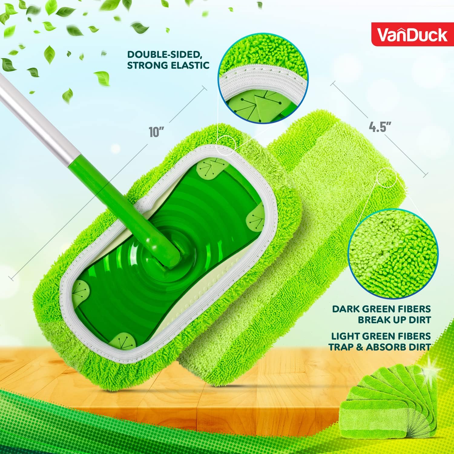 Reusable Mop Pads Compatible with Sweeper (4-Pack) - Washable Microfiber Mop Pads Wet & Dry - Multi-Purpose Floor Mopping and Cleaning Products