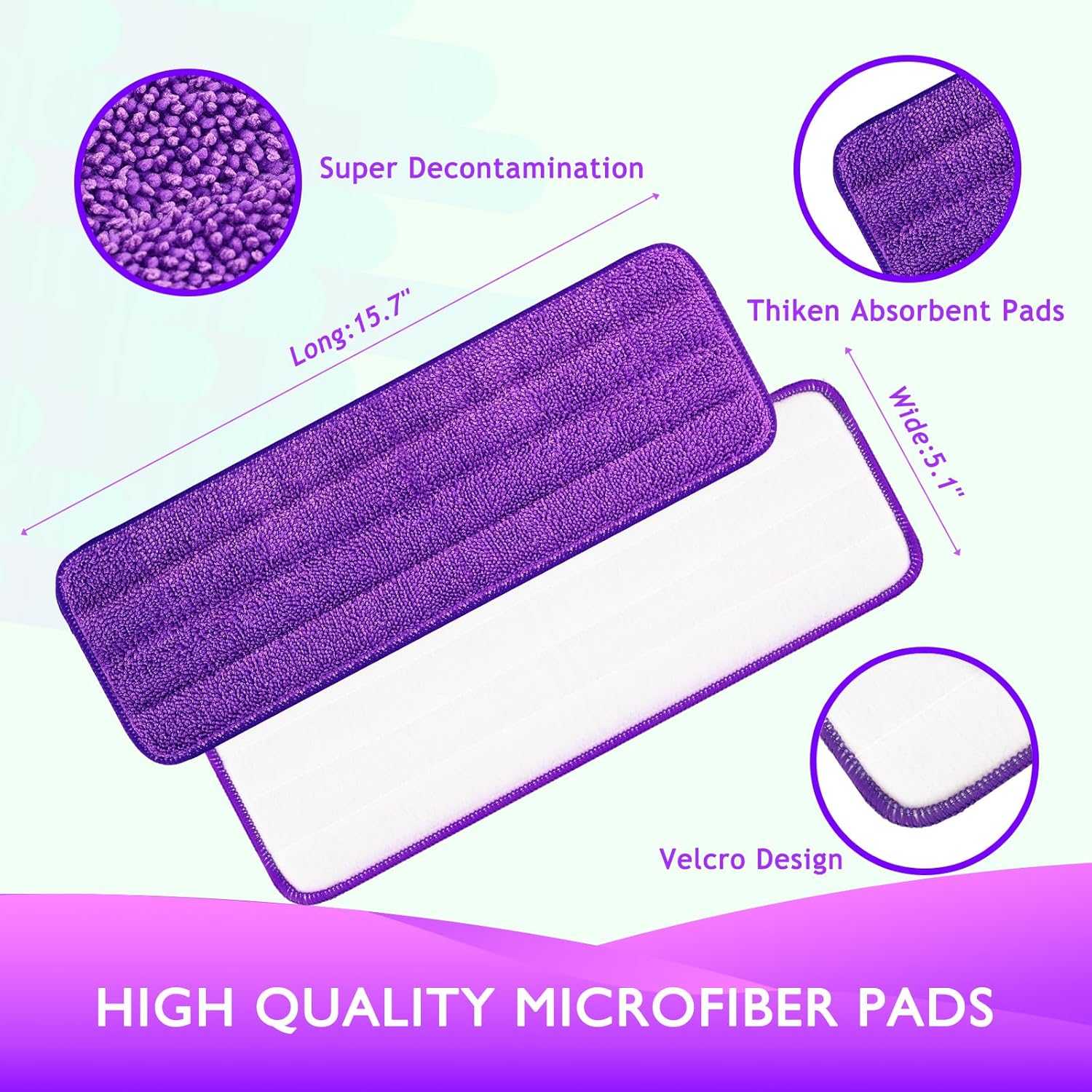 Yicotira Reusable Electric Mop Replacement Pads Compatible with PowerMop Mop - Electric Mop Replacement Pads - Washable Microfiber Pads for Multi-Surface Floor Cleaning | 4-Pack