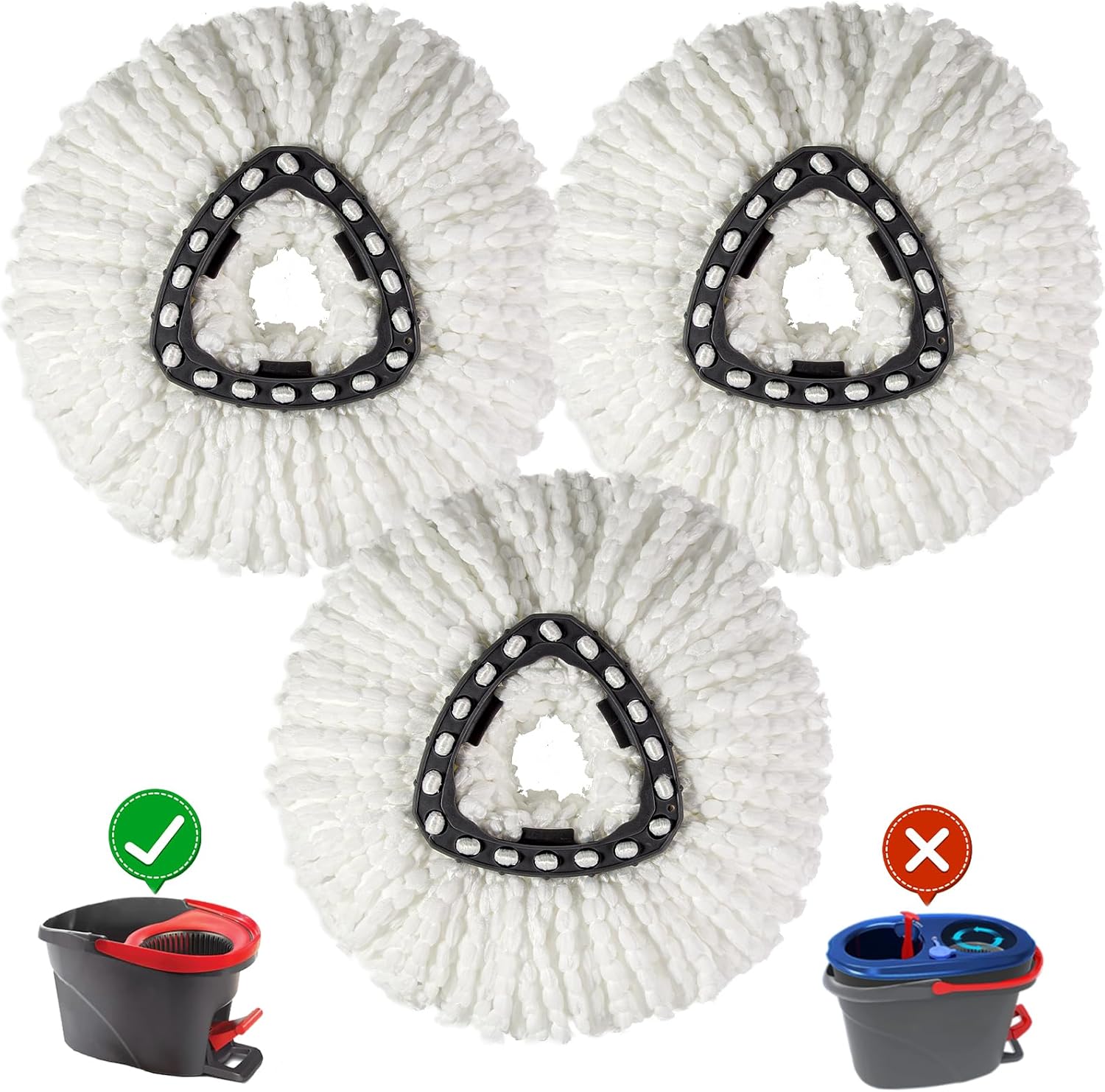 [3 Pcs] Mop Replacement Head | Mop Replacement Head | Compatible O Cedar Spin Mop 1 Canister System - Easy to Replace | Microfiber | Machine Washable