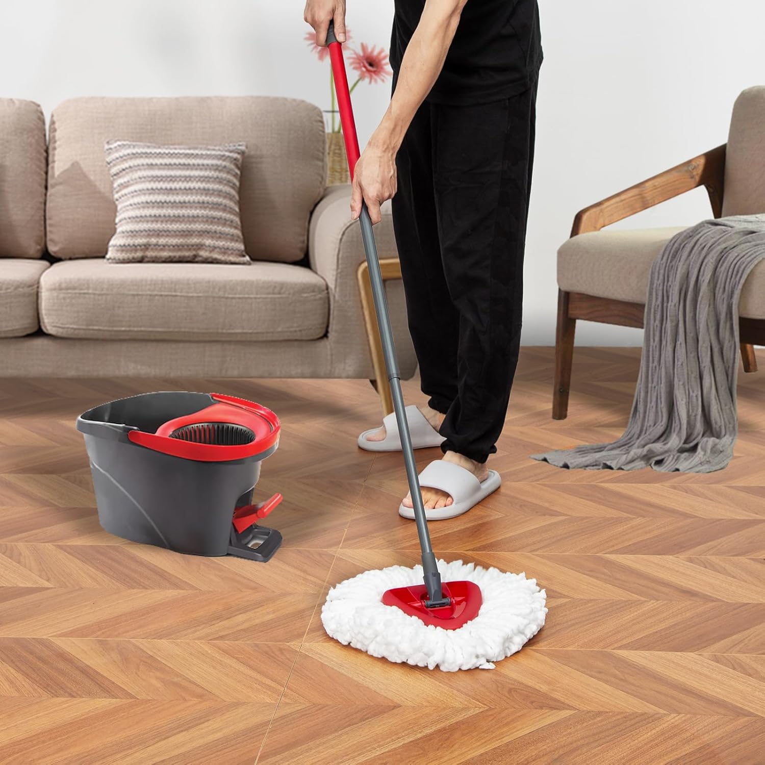 [3 Pcs] Mop Replacement Head | Mop Replacement Head | Compatible O Cedar Spin Mop 1 Canister System - Easy to Replace | Microfiber | Machine Washable