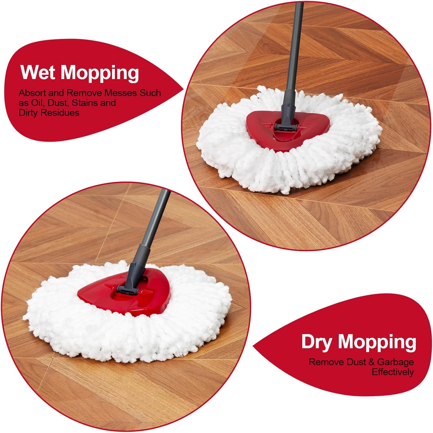 [3 Pcs] Mop Replacement Head | Mop Replacement Head | Compatible O Cedar Spin Mop 1 Canister System - Easy to Replace | Microfiber | Machine Washable