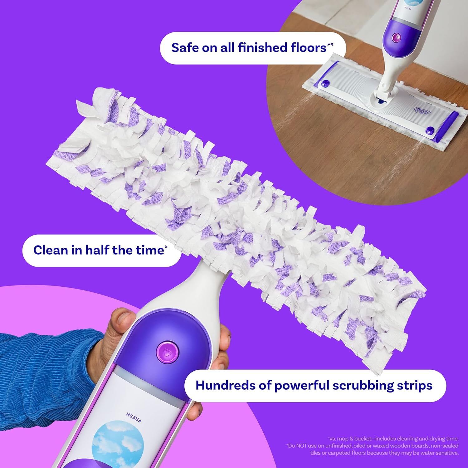 PowerMop Multi-Surface Refill Kit for Floor Cleaning | includes 5 replacement mop pads | 1 lavender scented cleaning solution (2-pack)