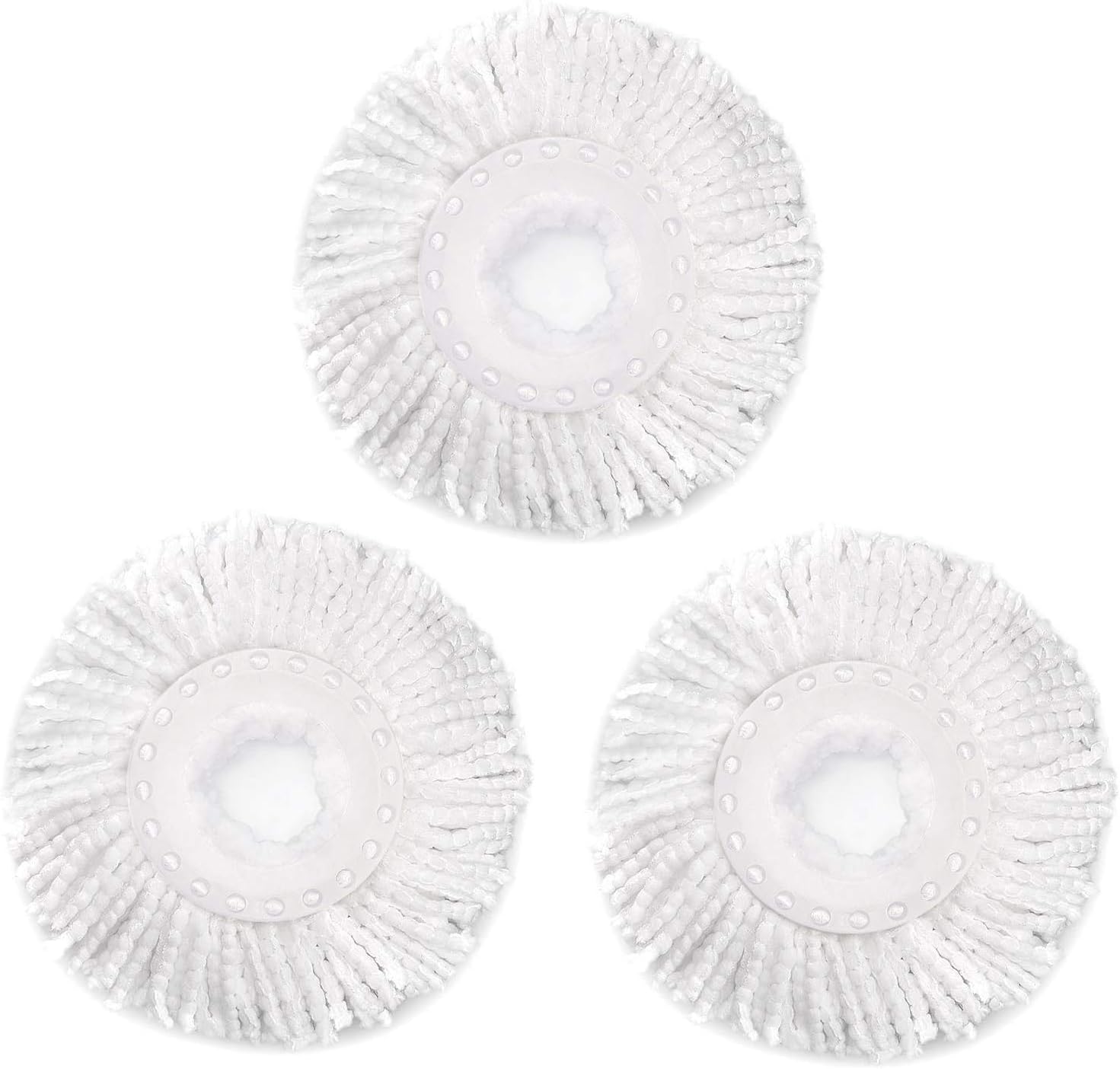 3-Pack Replacement Spin Mop Heads for Hurrica | Mopnad | Cassabel and Other 360 Degree Spin Mop Systems | Replacement Microfiber Spin Mop (3-Pack - White)