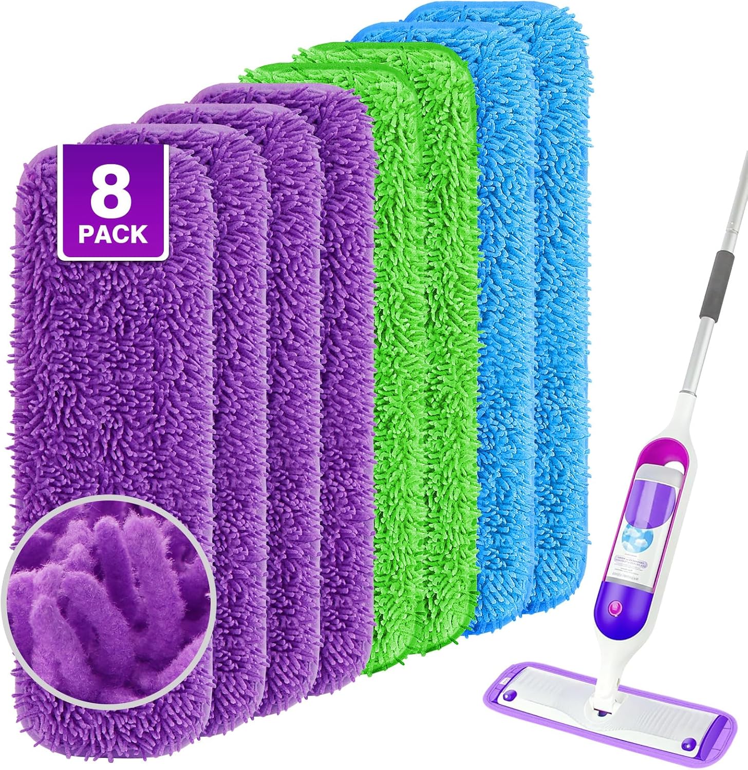 8 Piece Washable Microfiber Electric Mop Pads