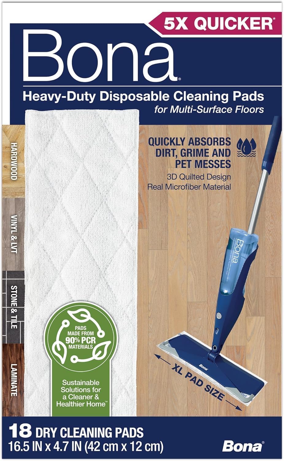 18 Piece Heavy-duty All-surface Disposable Cleaning Mop Pads