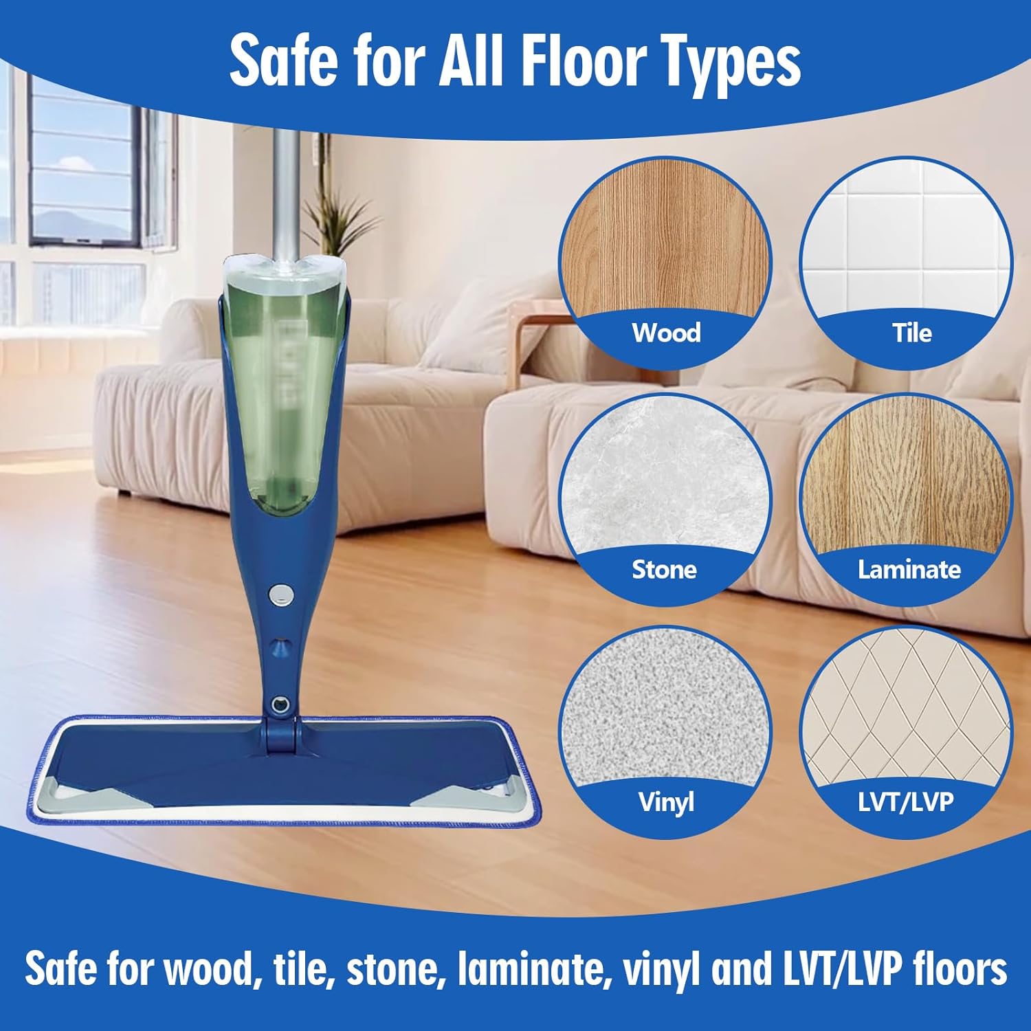 8-Pack Microfiber Cleaning Pads | Compatible with all Bona Mops | For Hardwood and Hard Surface Floors | Washable | Reusable