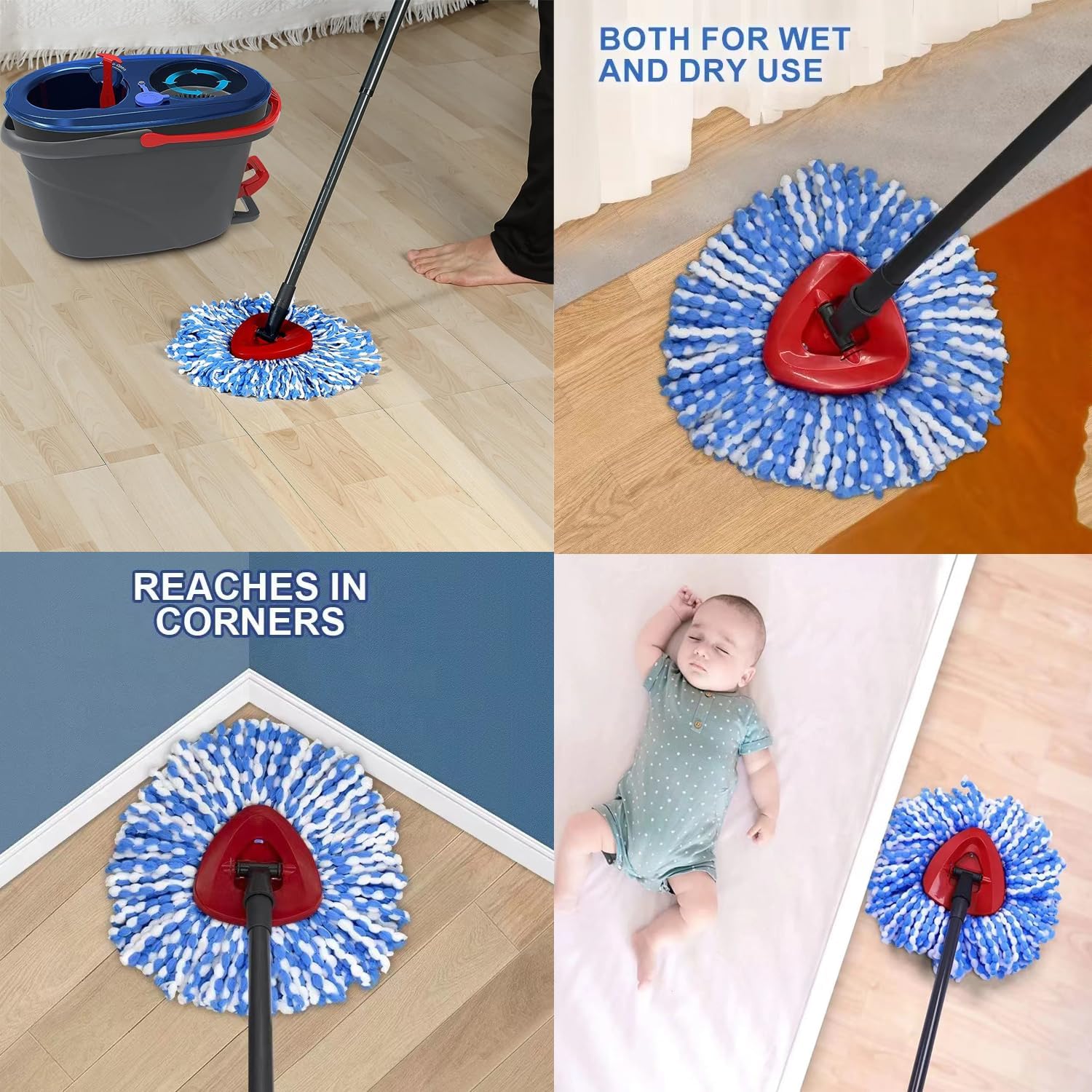 The Spin Mop Replacement Head is compatible with the Ocedar RinseClean 2 Tank Mop System | a microfiber replacement mop head for cleaning all hard surface floors.