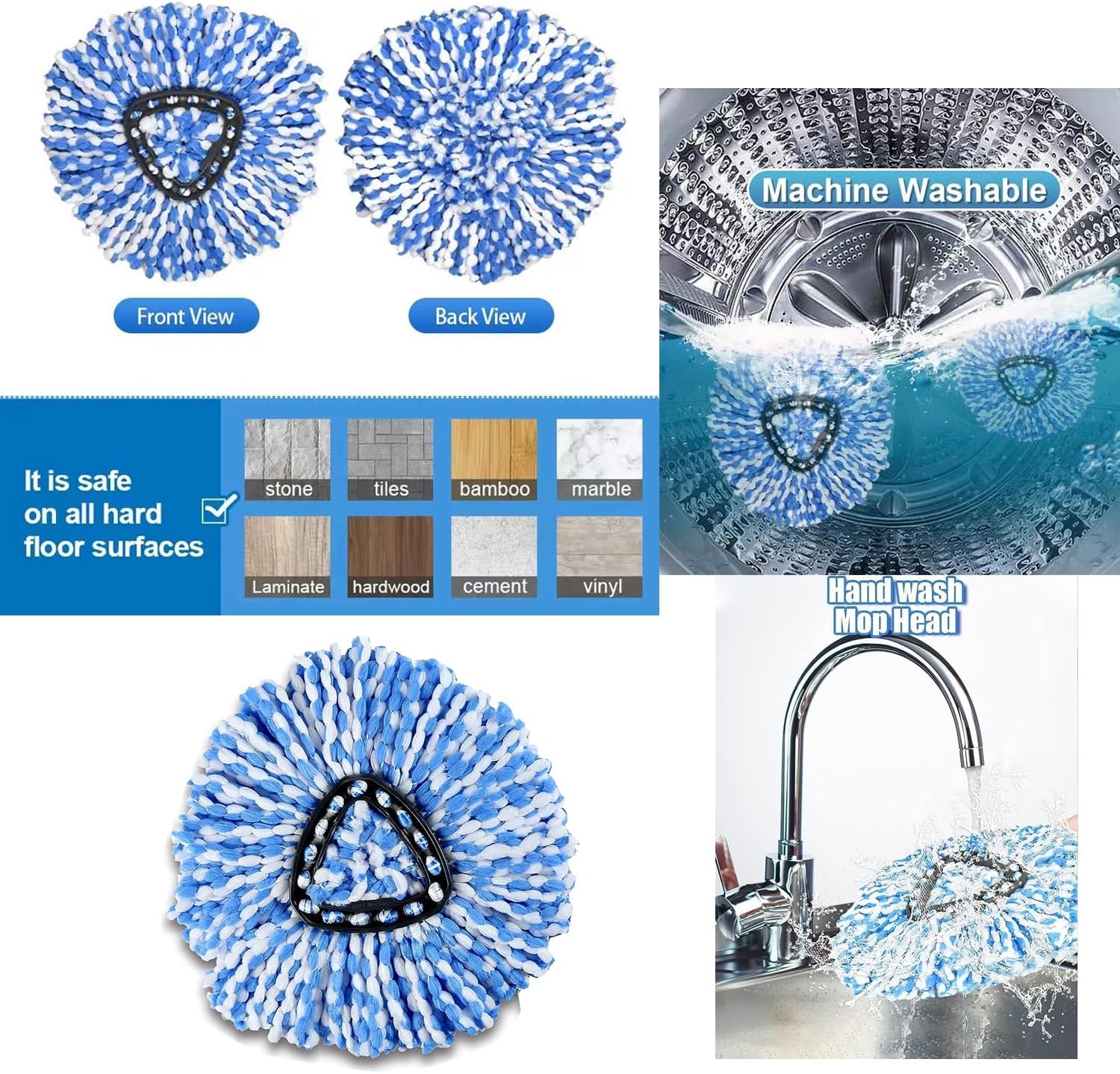 The Spin Mop Replacement Head is compatible with the Ocedar RinseClean 2 Tank Mop System | a microfiber replacement mop head for cleaning all hard surface floors.